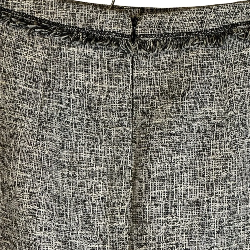 Yoana Baraschi Black White Fringed Pencil Skirt Cotton Linen Blend NYC‎ 4 Career - Image 5