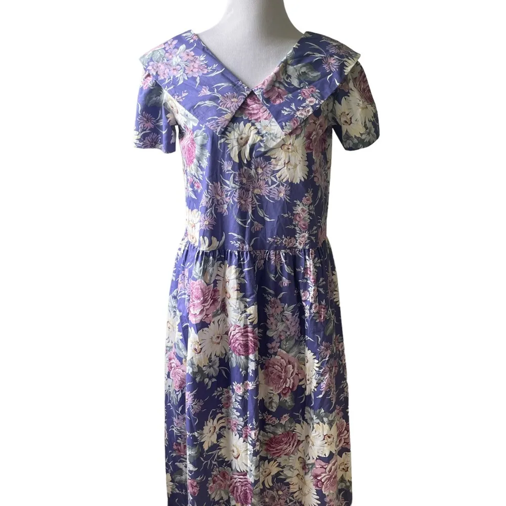 Laura Ashley Vintage 80’s Purple Floral Midi Dress Size Small / Vintage 8 NWT - Image 25