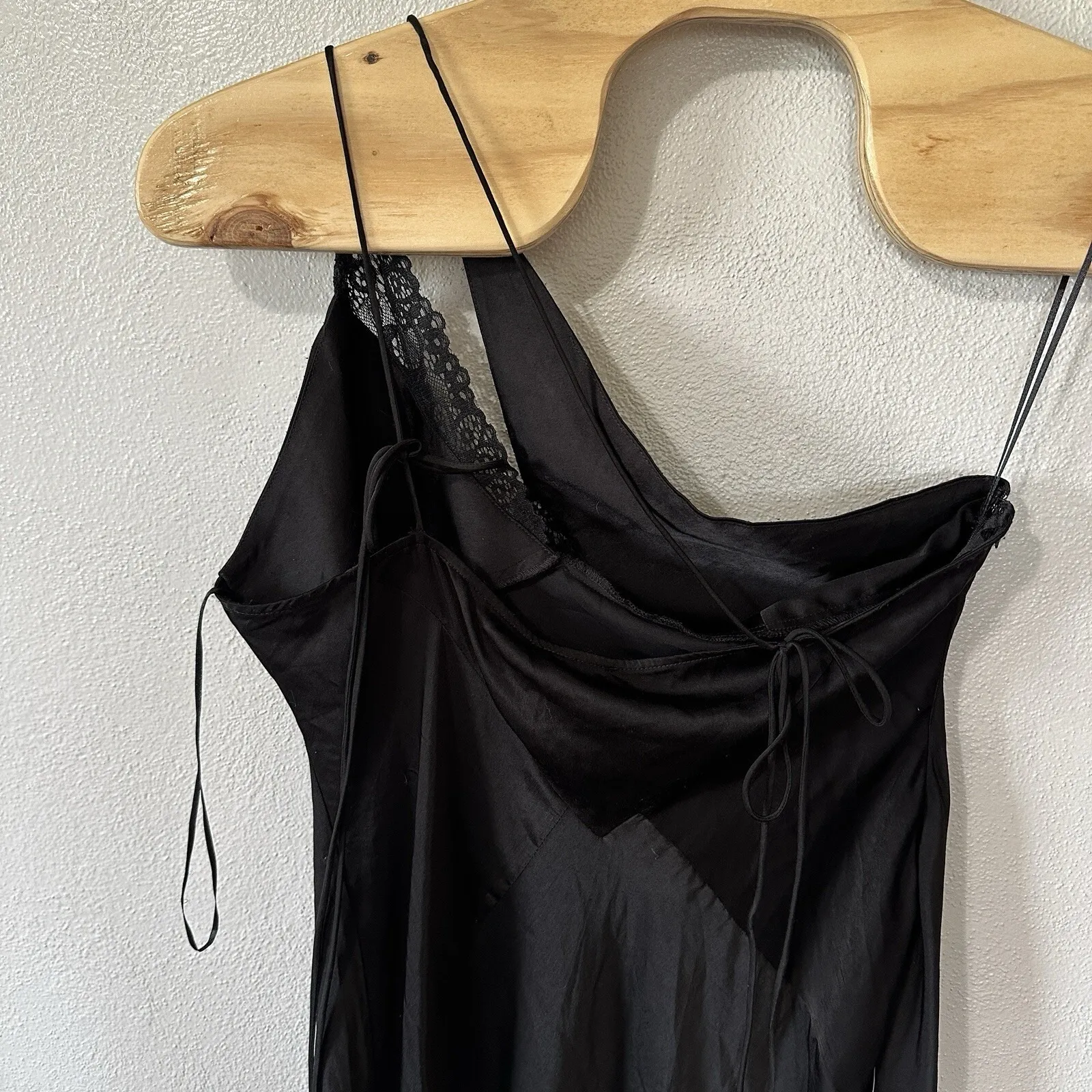 NEW‎ Bardot Lamont Black Satin Slip Dress Size XXL/US 12 Midi Lace - Image 8