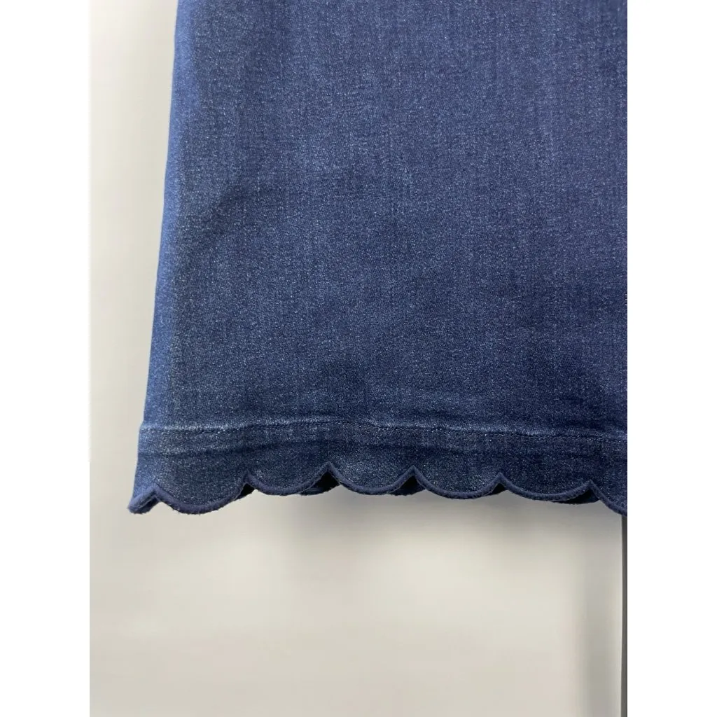 Draper James Skirt Womens 8 Blue Dark Jean‎ Denim Mini Scalloped Hem Y2K Girly - Image 7