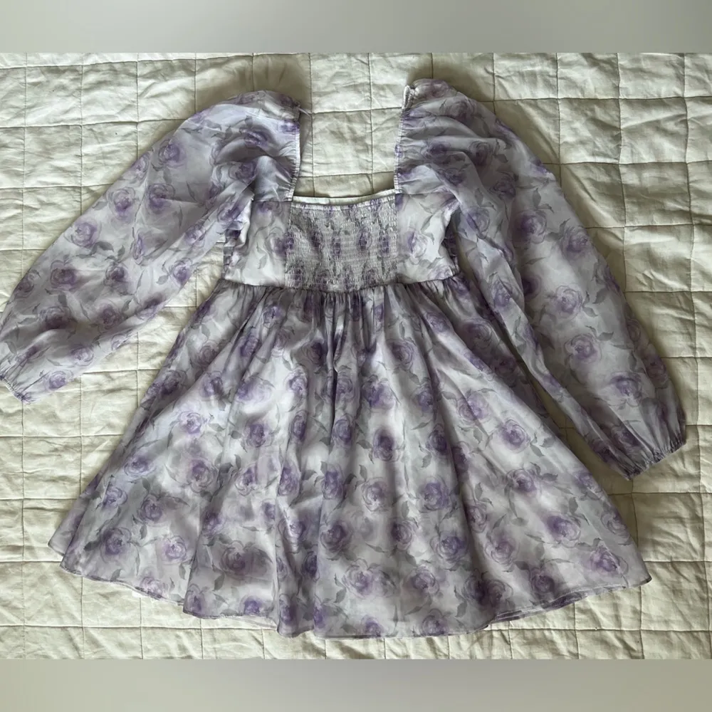 Audrey Parks X Francesca’s Purple Rose Floral Babydoll Cottagecore Mini Dress -M - Image 3