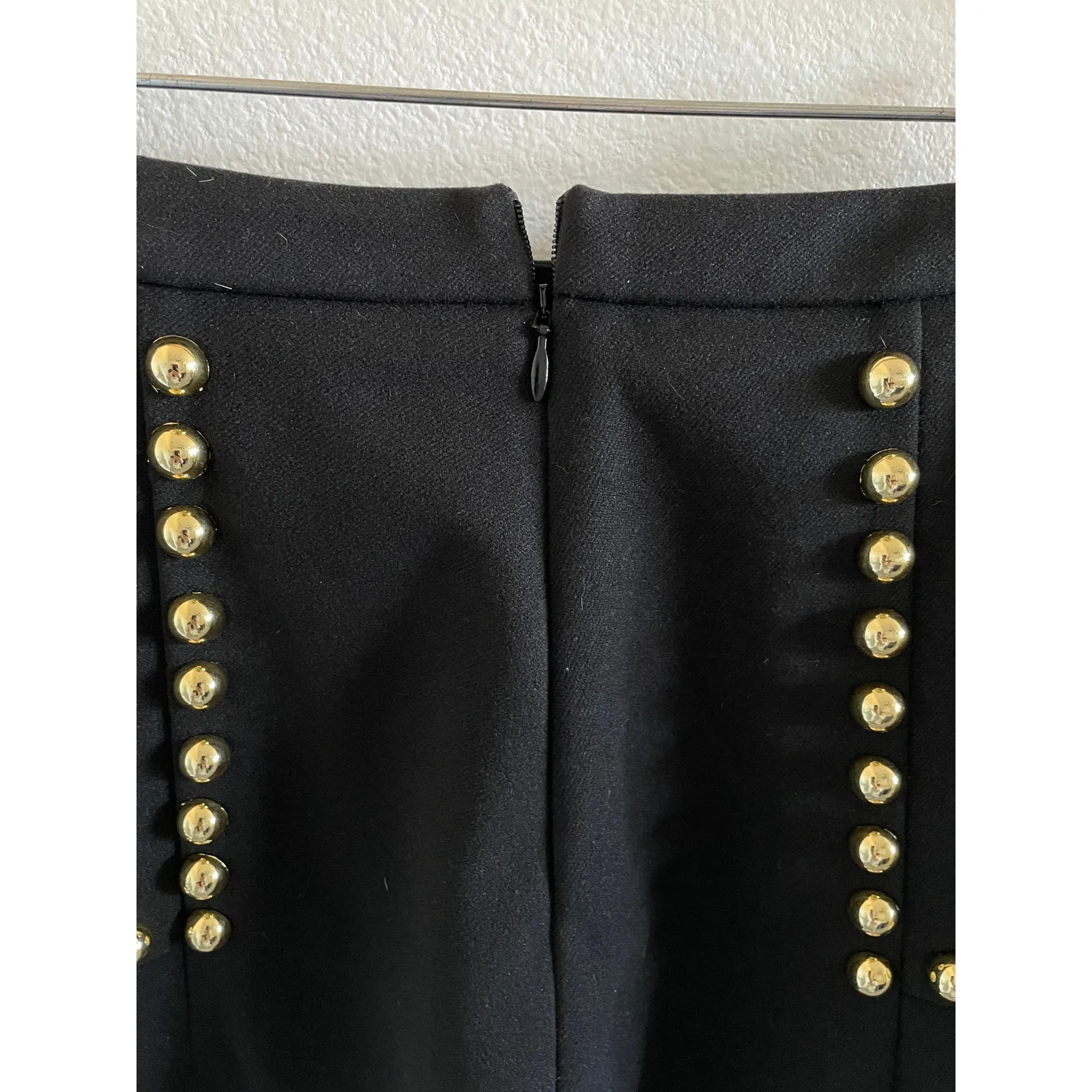 Tuckernuck Black Mini Skirt Gold Button Detail Preppy XS Classic Tailored - Image 5