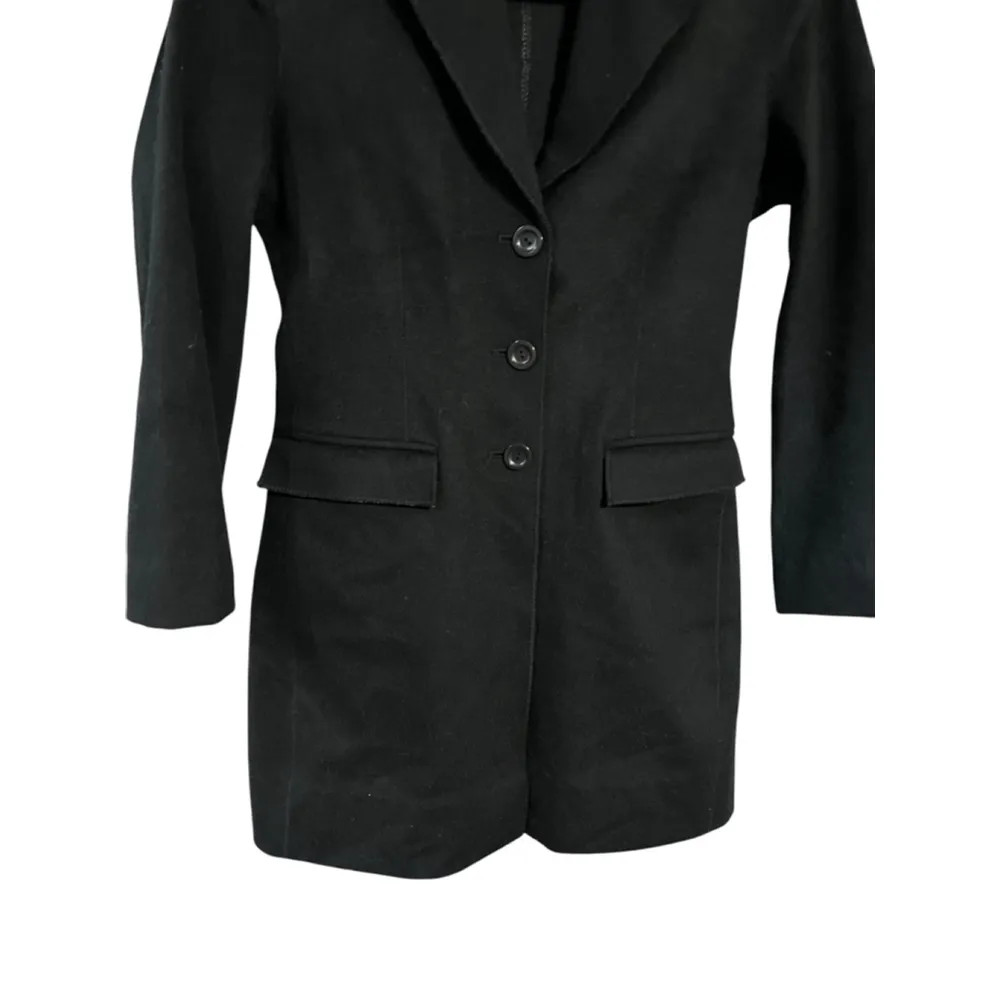Armani Exchange Wool Black Button Coat Size XS Designer Women's Pockets Coat - Image 3