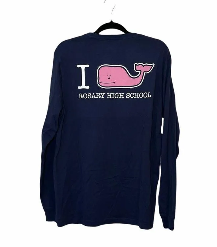 100% Cotton Navy Blue Rosary High School Long Sleeve Tee - Image 7