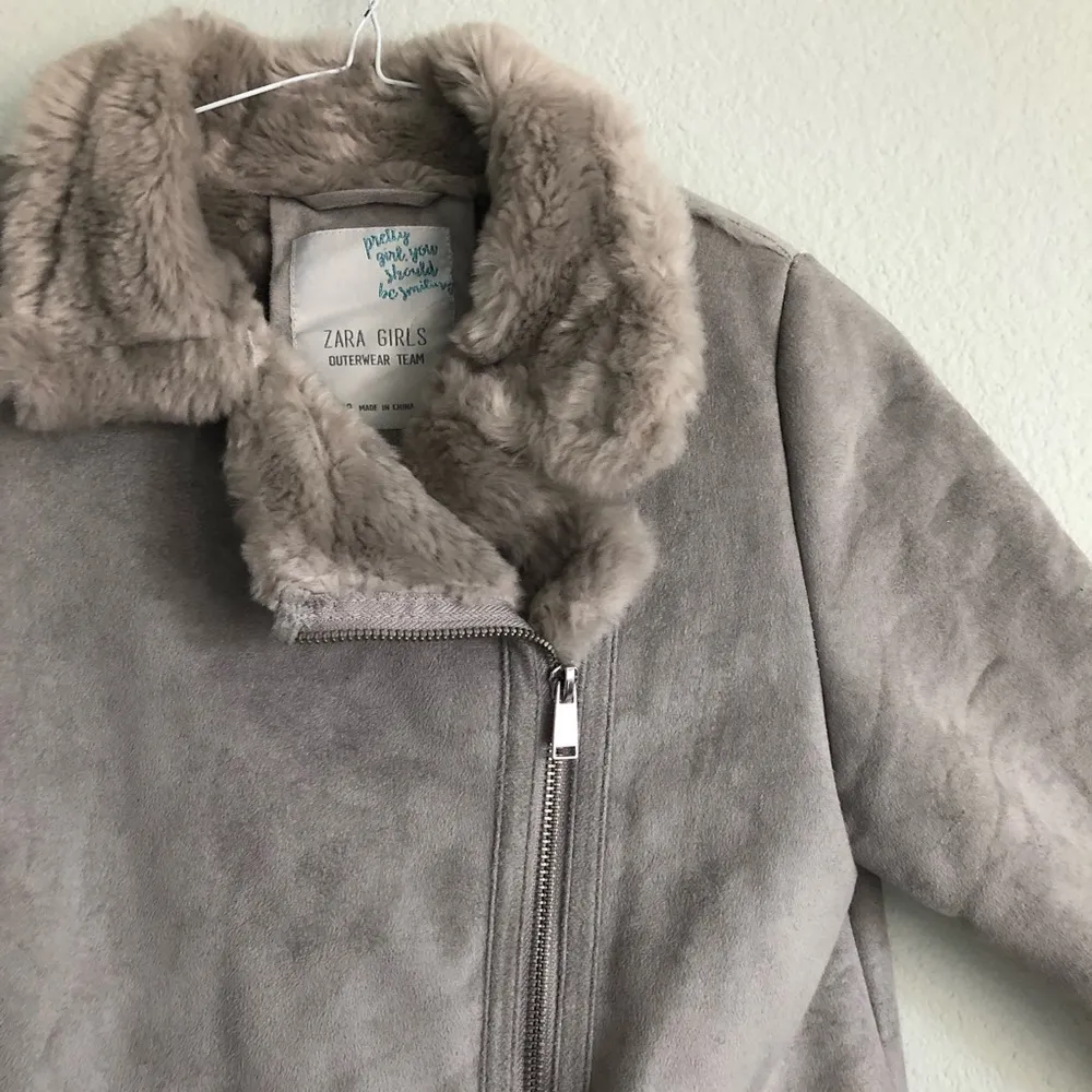 Zara Girl Faux Suede Fur Double Face Moto Jacket. Size 11/12Girl. Size XSWomen - Image 2
