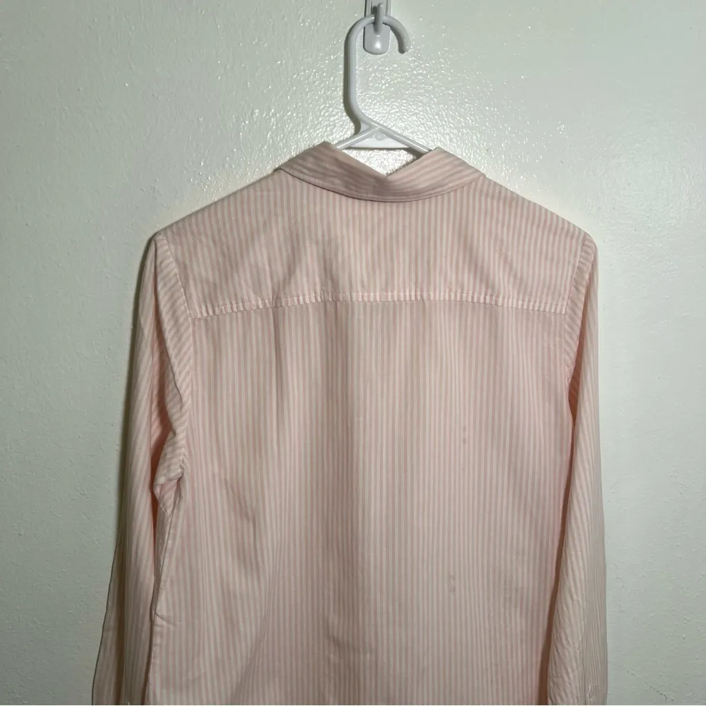 Crown & Ivy Button Down Blouse Light Pink White Pinstripes S - Image 6