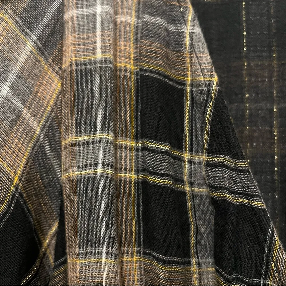 Apiece Apart Plaid Print asymmetric Knee-Length wrap Dress, gauzy cotton, sz 0 - Image 10