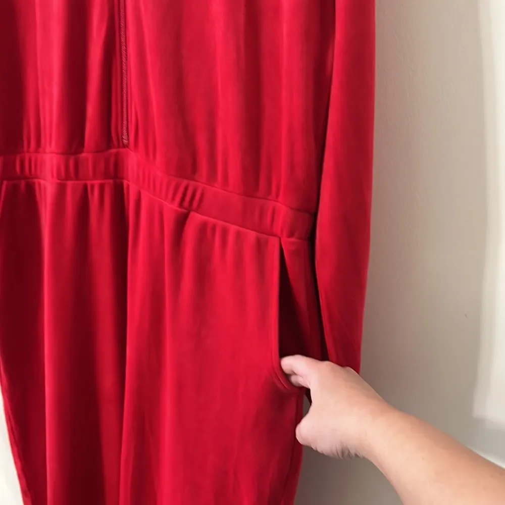 Juicy By Juicy Couture Red Velour Long Sleeve Jumpsuit Size XXL - Image 9