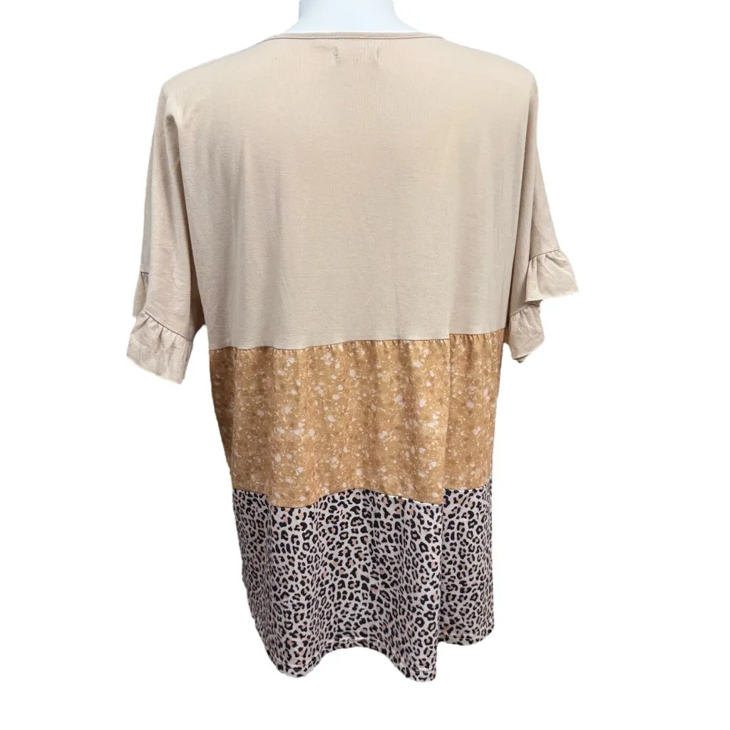Southern Stitched 3XL Colorblock Animal Print Ruffle Sleeve Tunic Top - Image 5