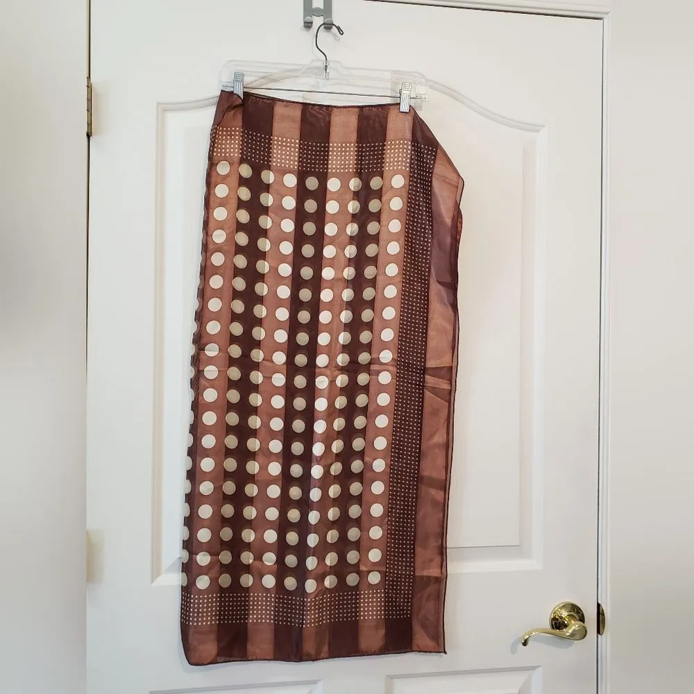 Oversized Brown Polka Dot Scarf - Image 2