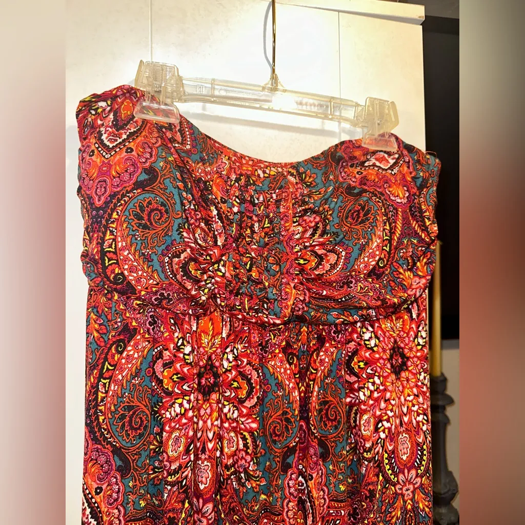 Soma Braided Bodice Strapless Maxi Dress Red Size L - Image 6