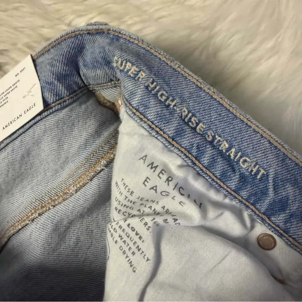 American Eagle Super High-Rise Straight Jeans Women’s 8 Extra Long NWT - Image 4