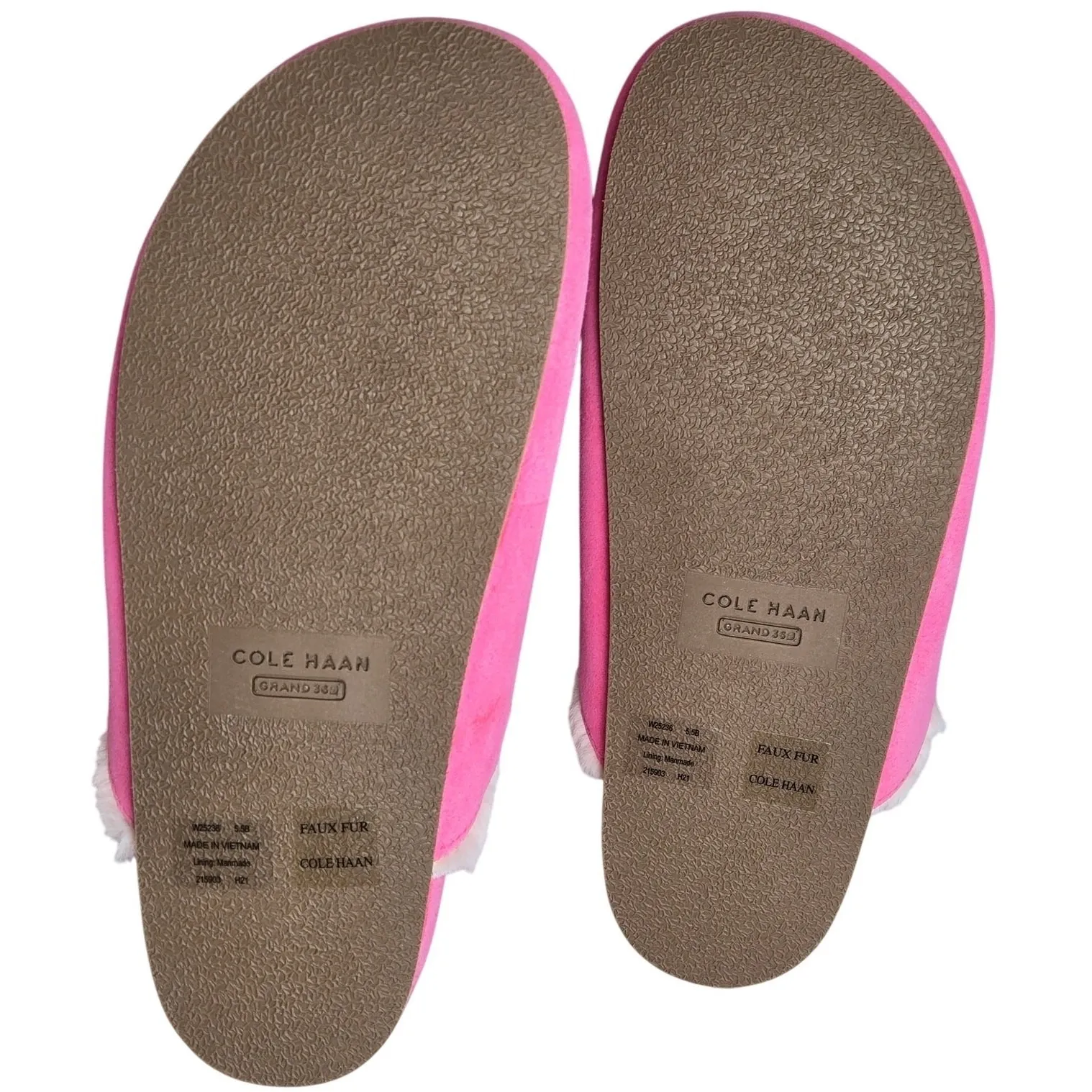 Cole‎ Haan Mc Ada Mule Slippers Hot Pink Suede Faux Fur Lined Size 5.5B - Image 10