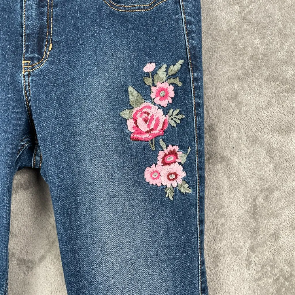 Hollister Low Rise Super Skinny Crop Jeans Women’s 9R W29 Embroidered Y2K Floral - Image 3