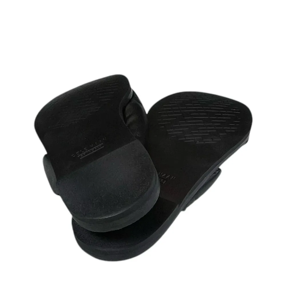 Cole Haan Anica Black Leather Open Toe Knotted Strap  Slip On Flat Slides Sandal - Image 6