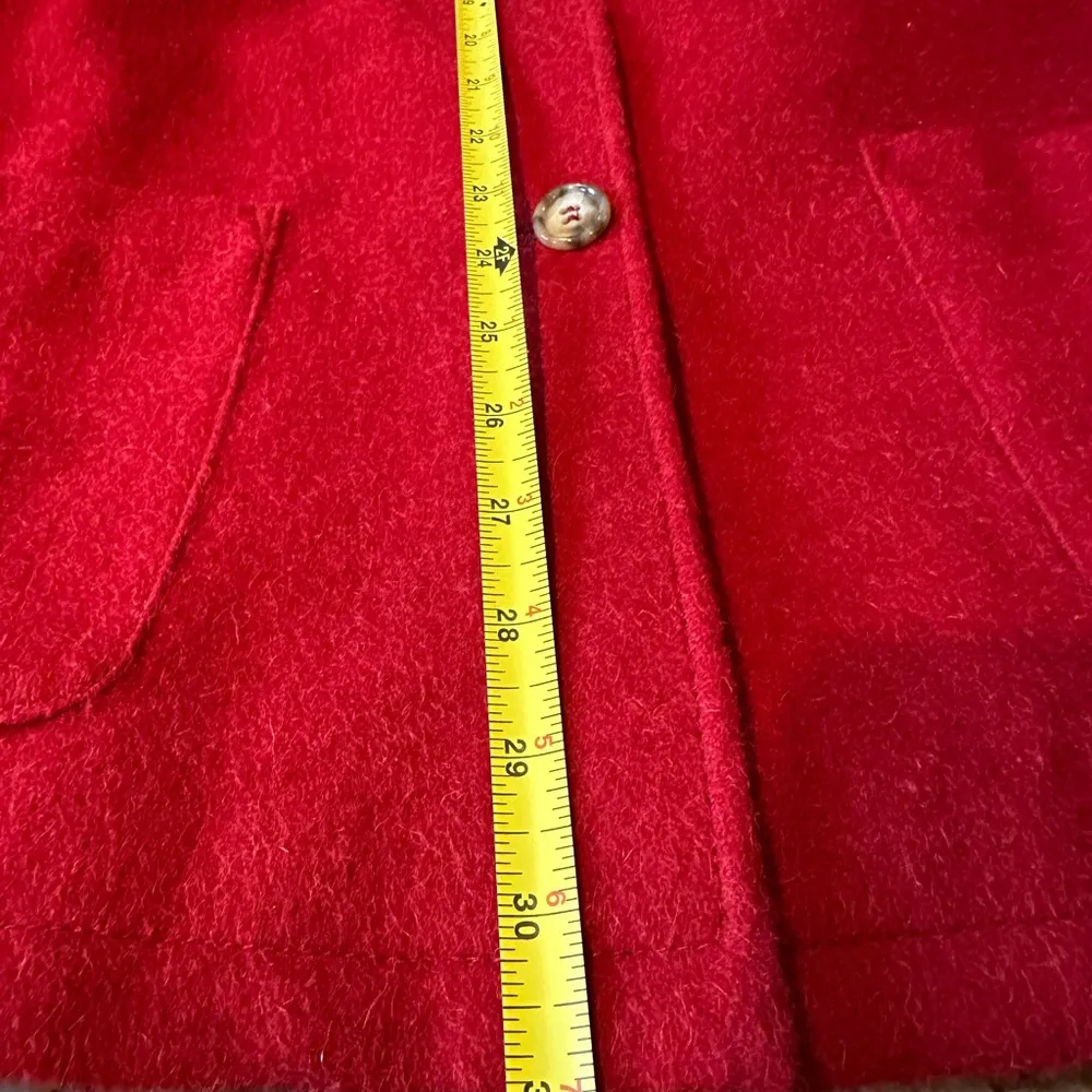 Vintage Harvé Benard Red Peacoat 100% Wool Coat Short Jacket Women’s Size 12 - Image 8