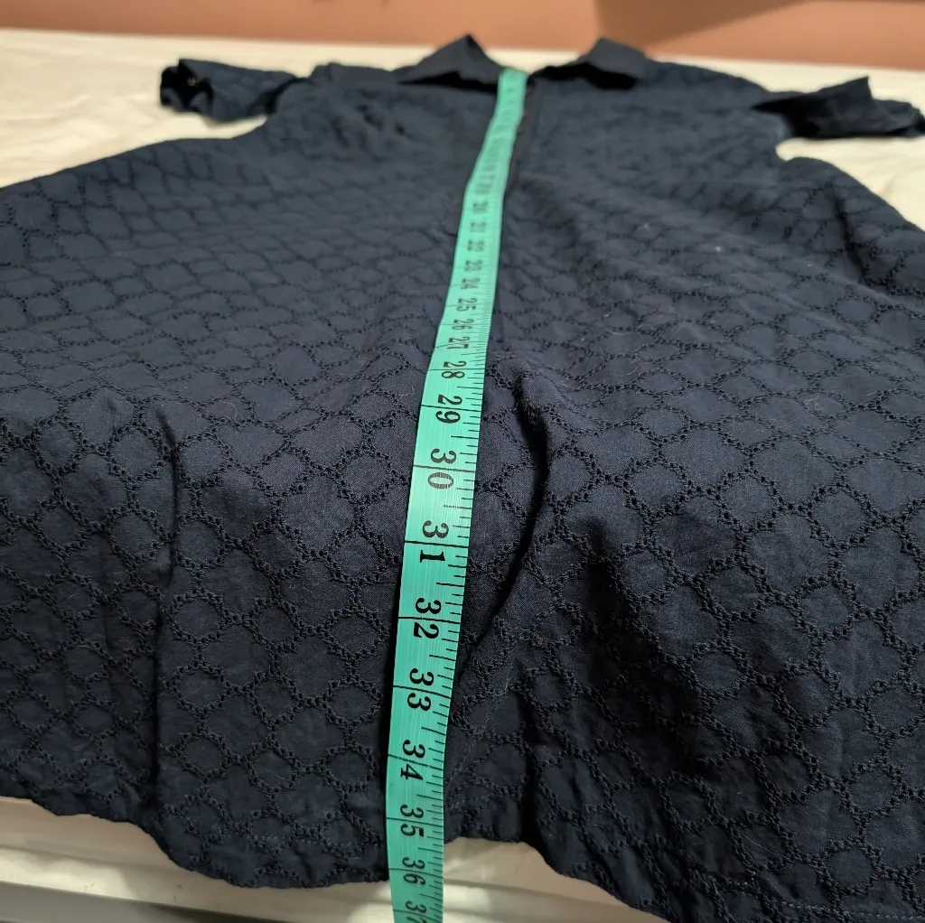 Lands' End Lace Eyelet Cotton Midi Dress W2P Navy - Image 7