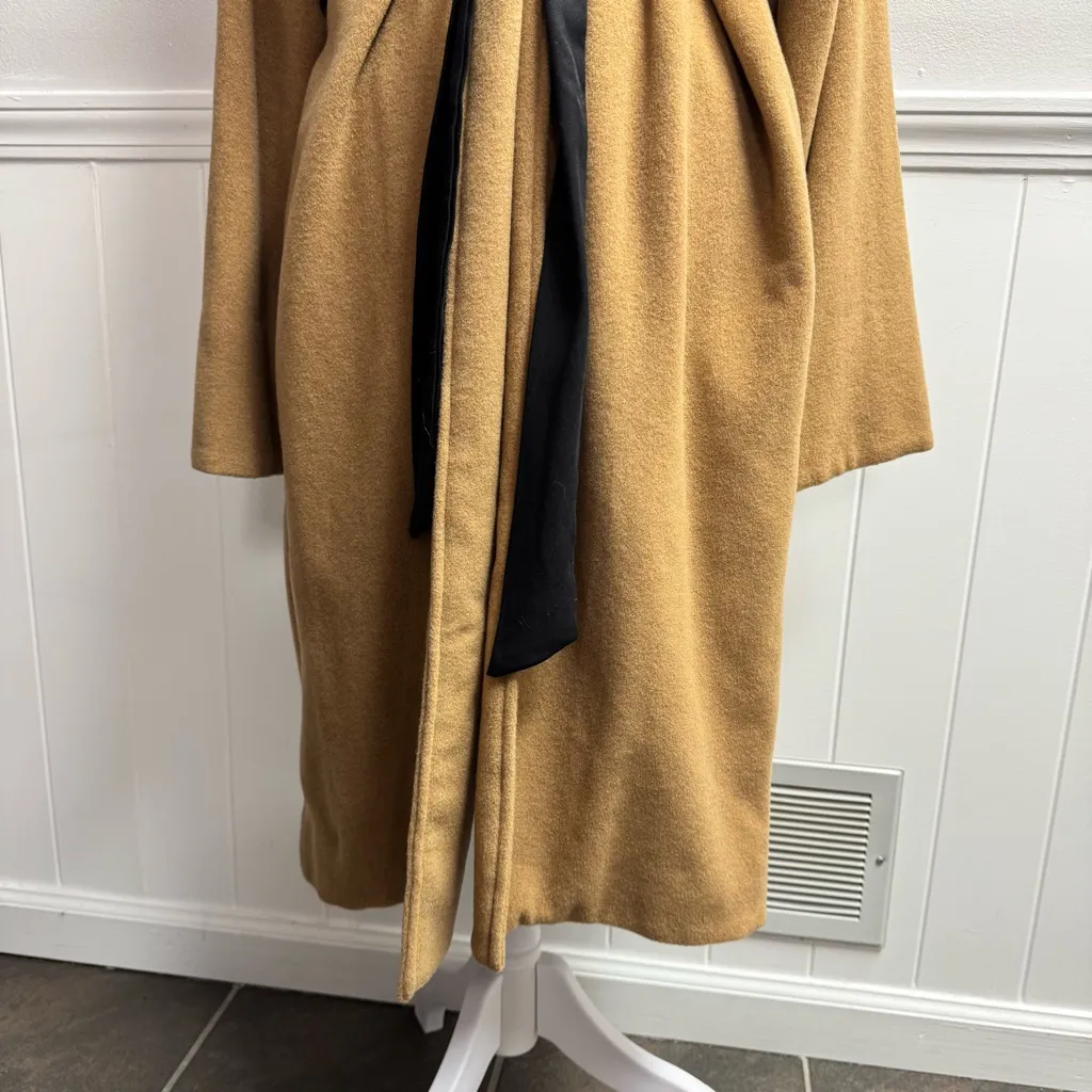 Amour Vert Irene Wool Blend Coat Long Sleeve Belted Camel Tan Small S - Image 6