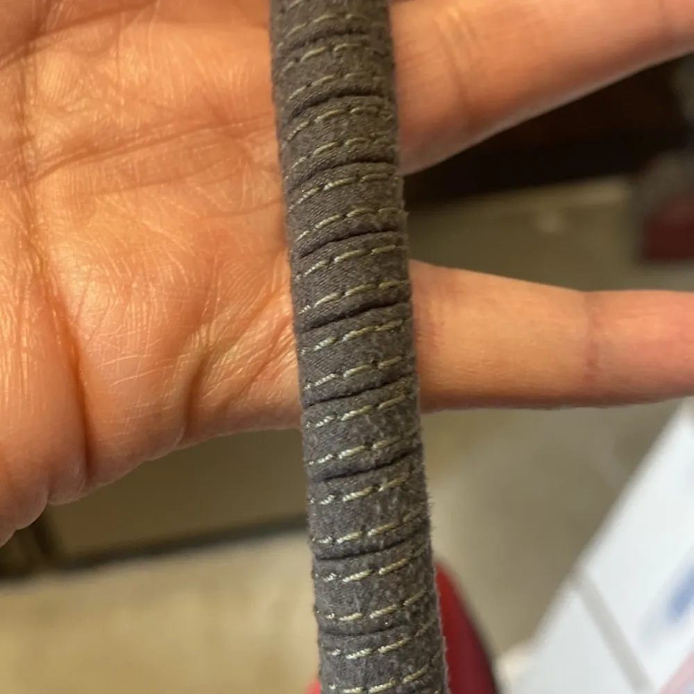 the SAK crochet basket weave red grey faux suede trim mini shoulder bag - Image 15