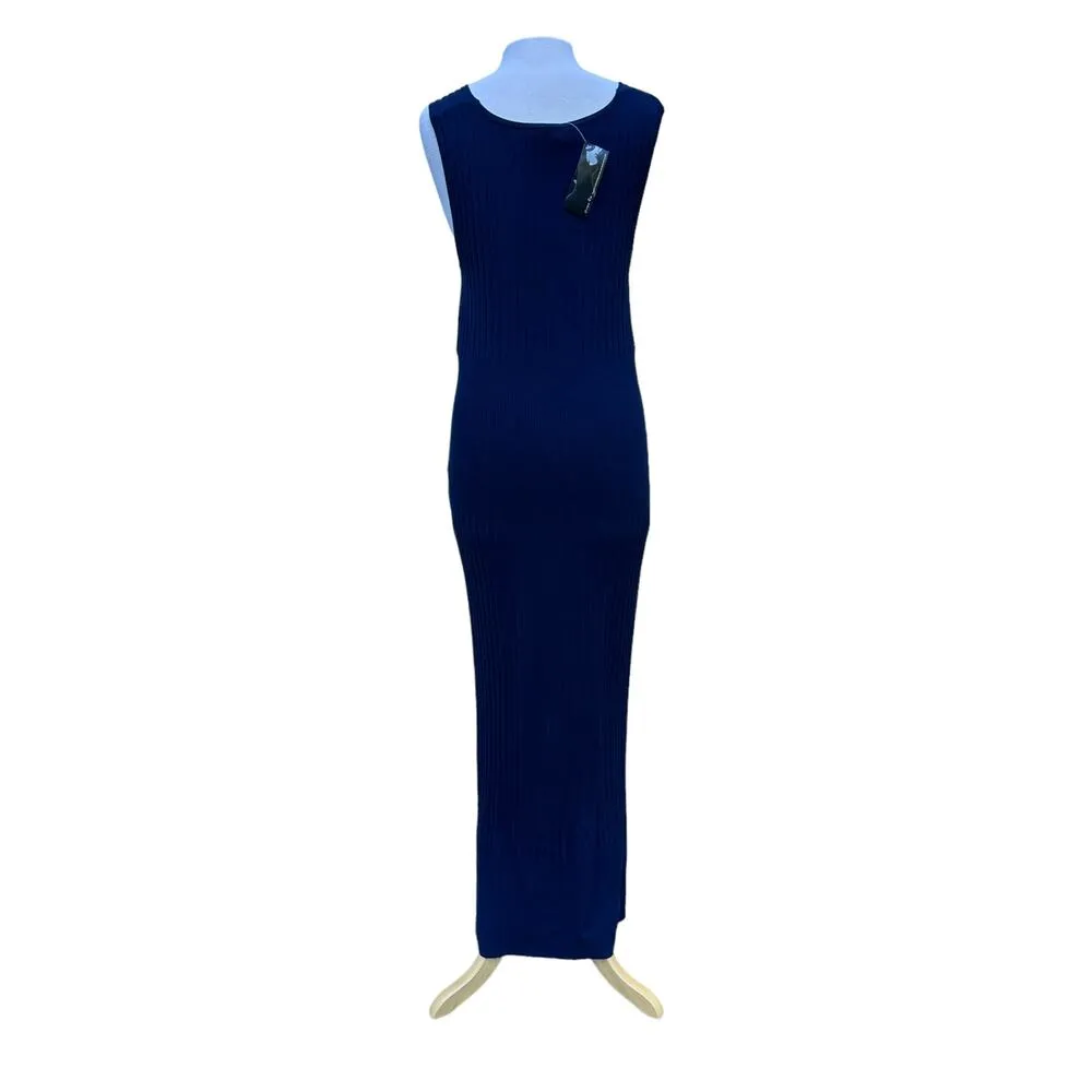 Shape FX Figure Flattering Seamless Fitted Navy Blue Maxi Sweater Dress Size XL - Image 4