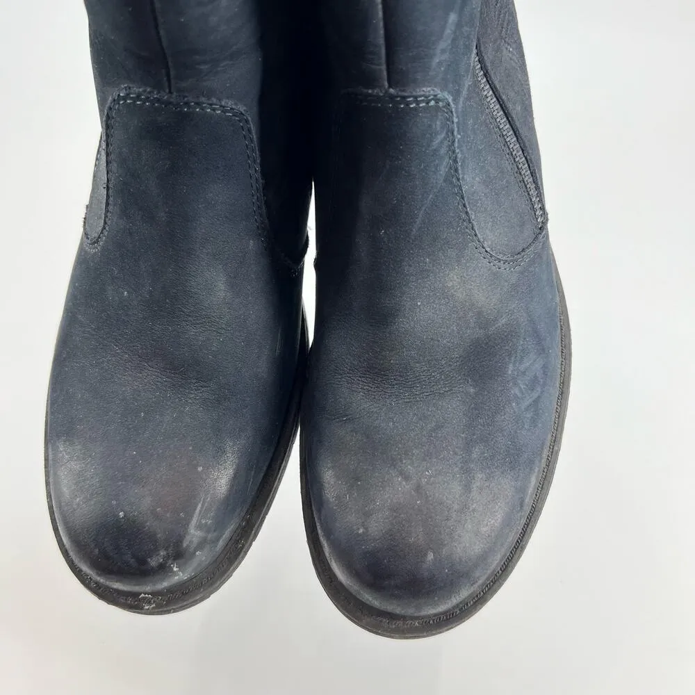 Earth Jordan Zip Ankle Boots Womens Size 9 B navy blue Burnished Suede Leather - Image 2