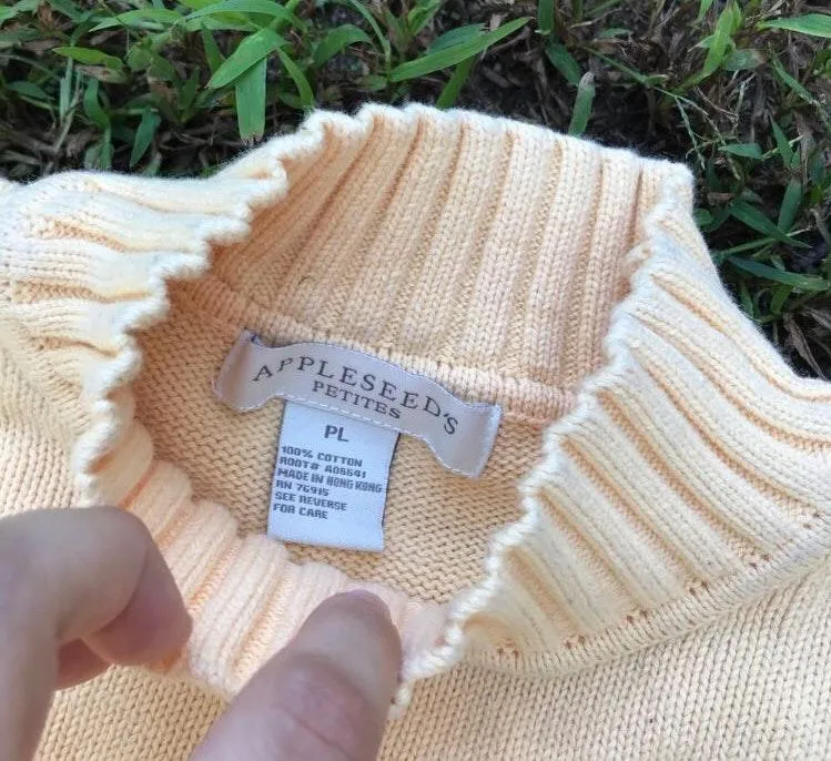 Appleseed’s VINTAGE LIGHT YELLOW TURTLE NECK RIBBED KNIT SWEATER - Image 5