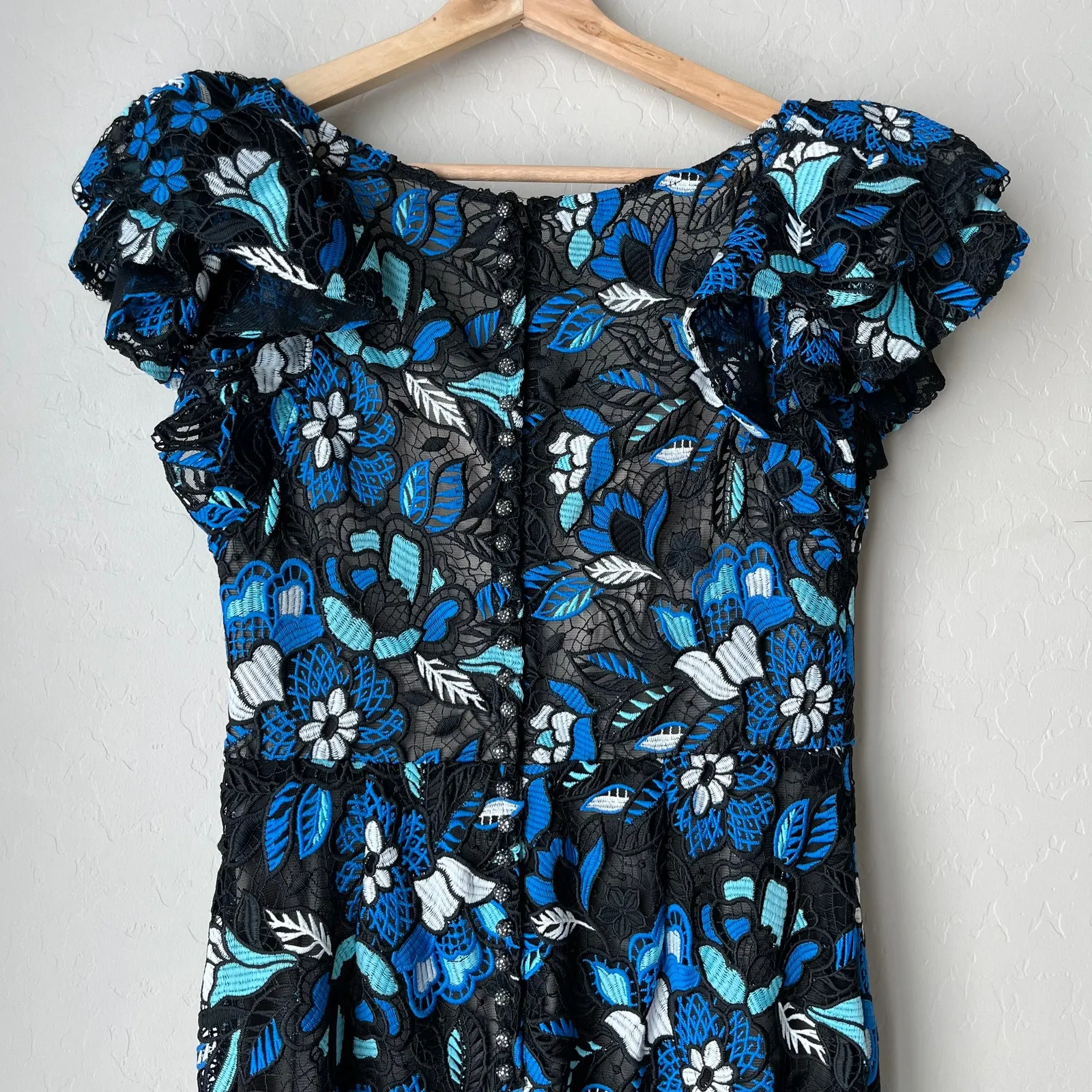 NEW Alexander by‎ Daymor Gown Blue Black Lace Embroidered Dress Blk Blue Sz 6 - Image 7