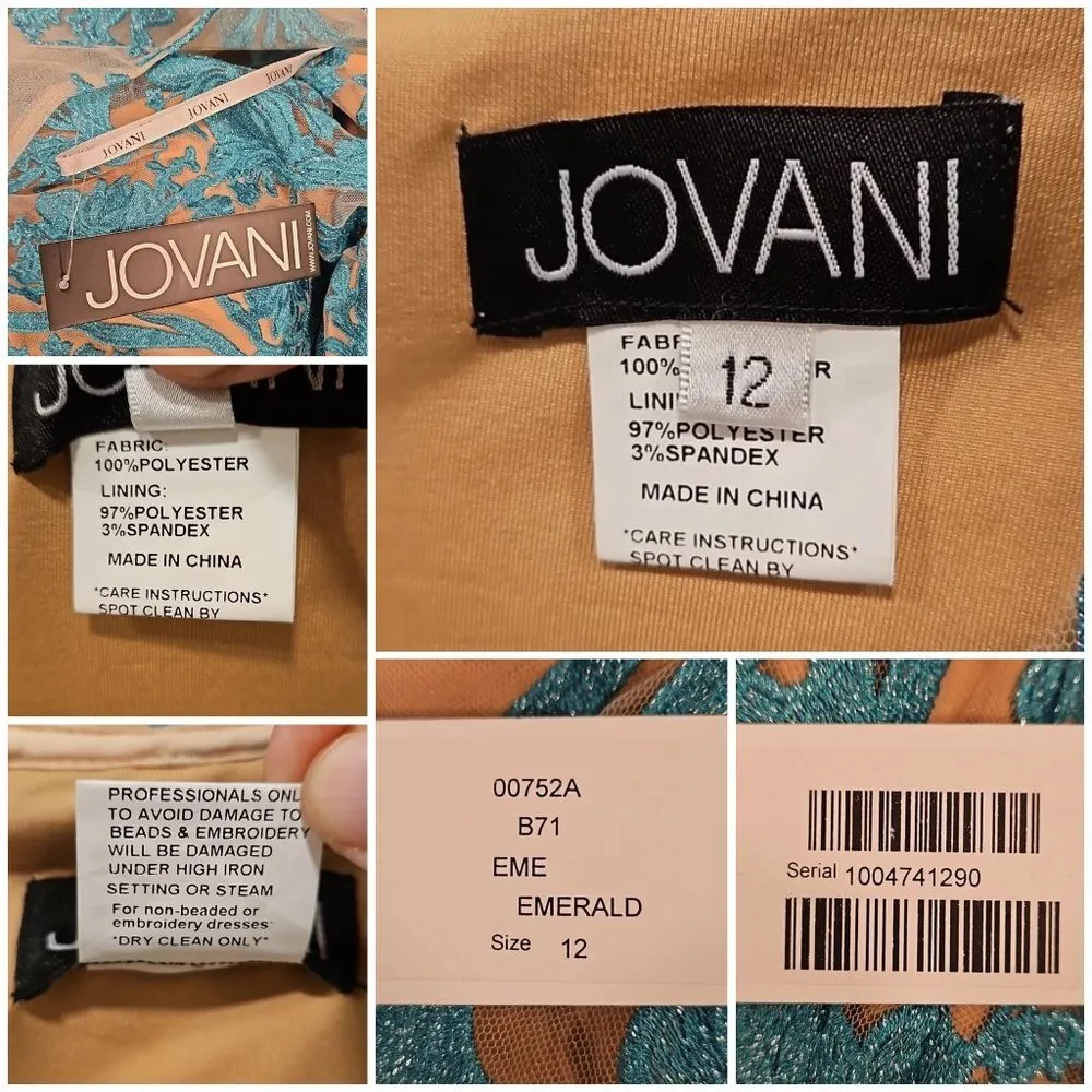 💕JOVANI💕 Embroidered Lace Cape Sleeve Formal Gown Dress Emerald 12 NWT 00752 - Image 17