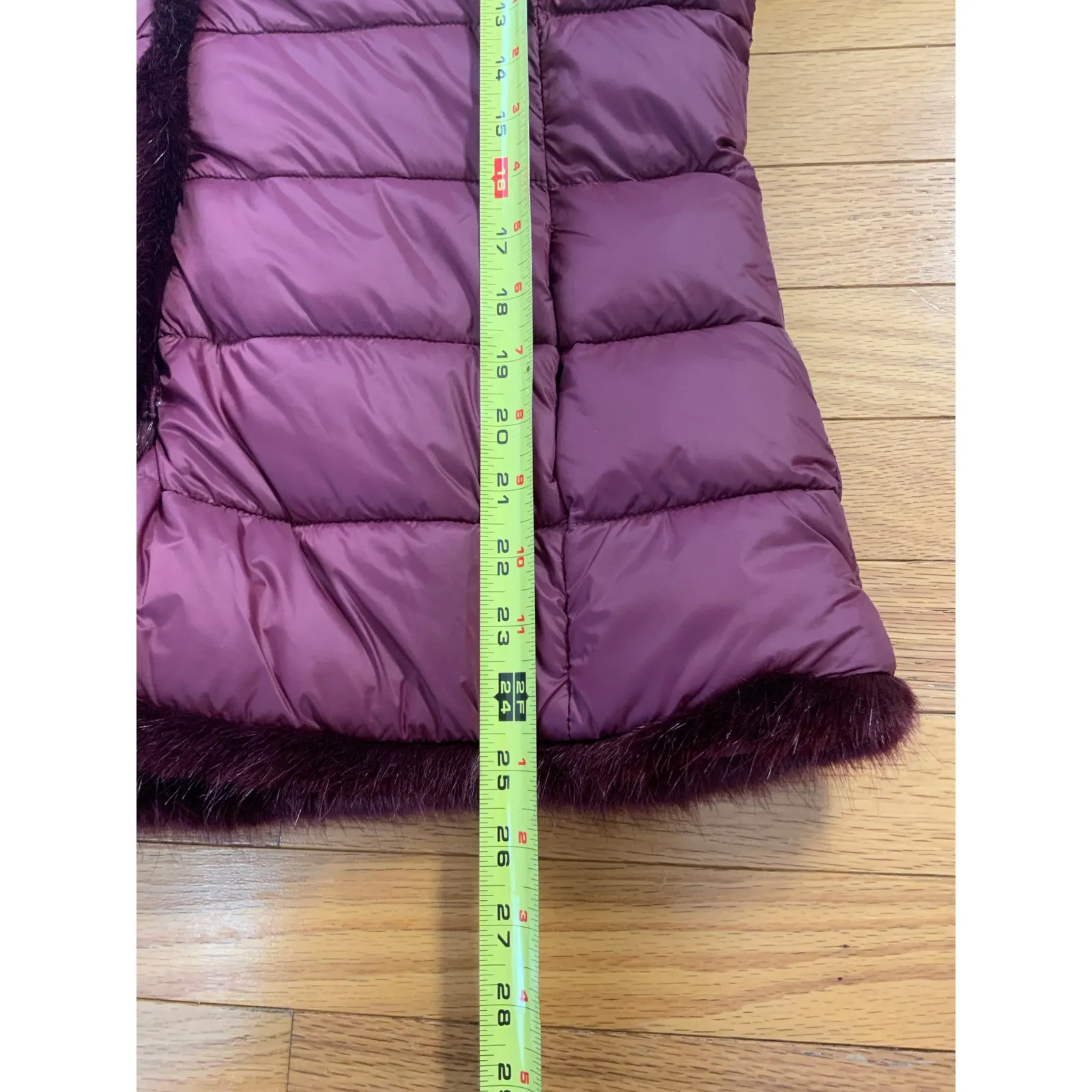 Dennis Basso Womens Wine Faux Fur-Trim Puffer Coat‎ Winter Small - Image 7