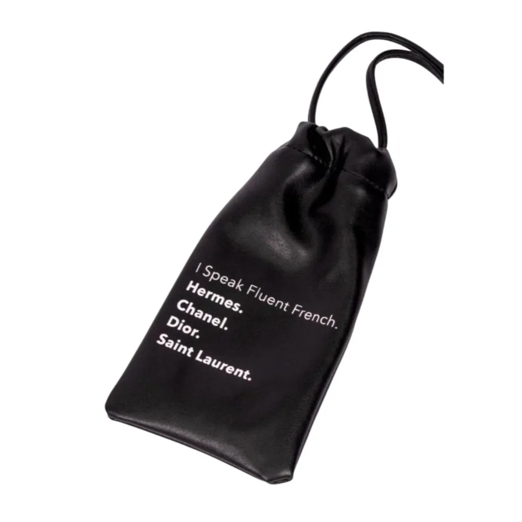 LA TRADING CO I Speak Fluent French Phone Crossbody Bag NEW NWT Black - Image 3