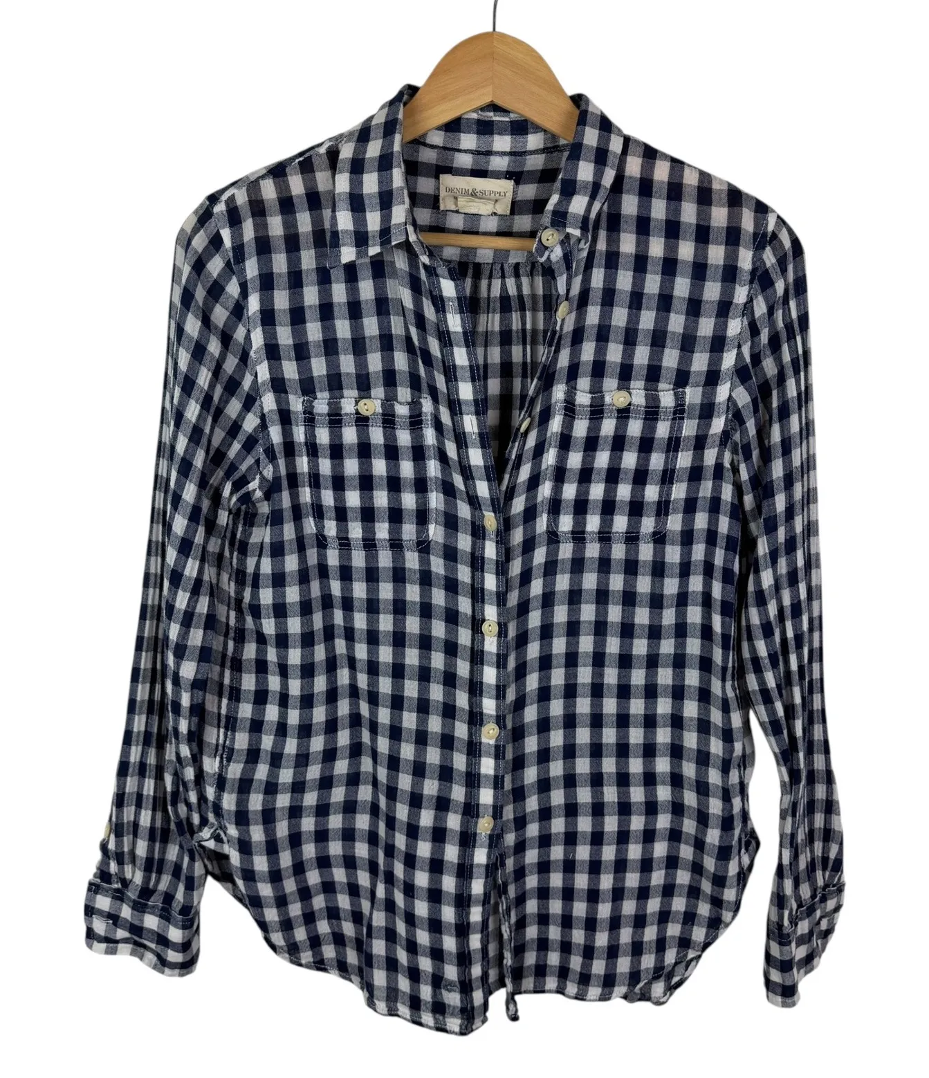 Denim & Supply Ralph Lauren Gingham Button Down Shirt Size XS Lightweight Preppy - Image 1