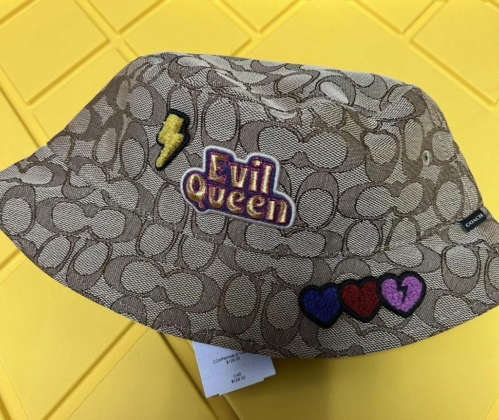 Disney Coach Signature Jacquard Bucket Hat Evil Queen Cap Villian Patches cc406 - Image 2