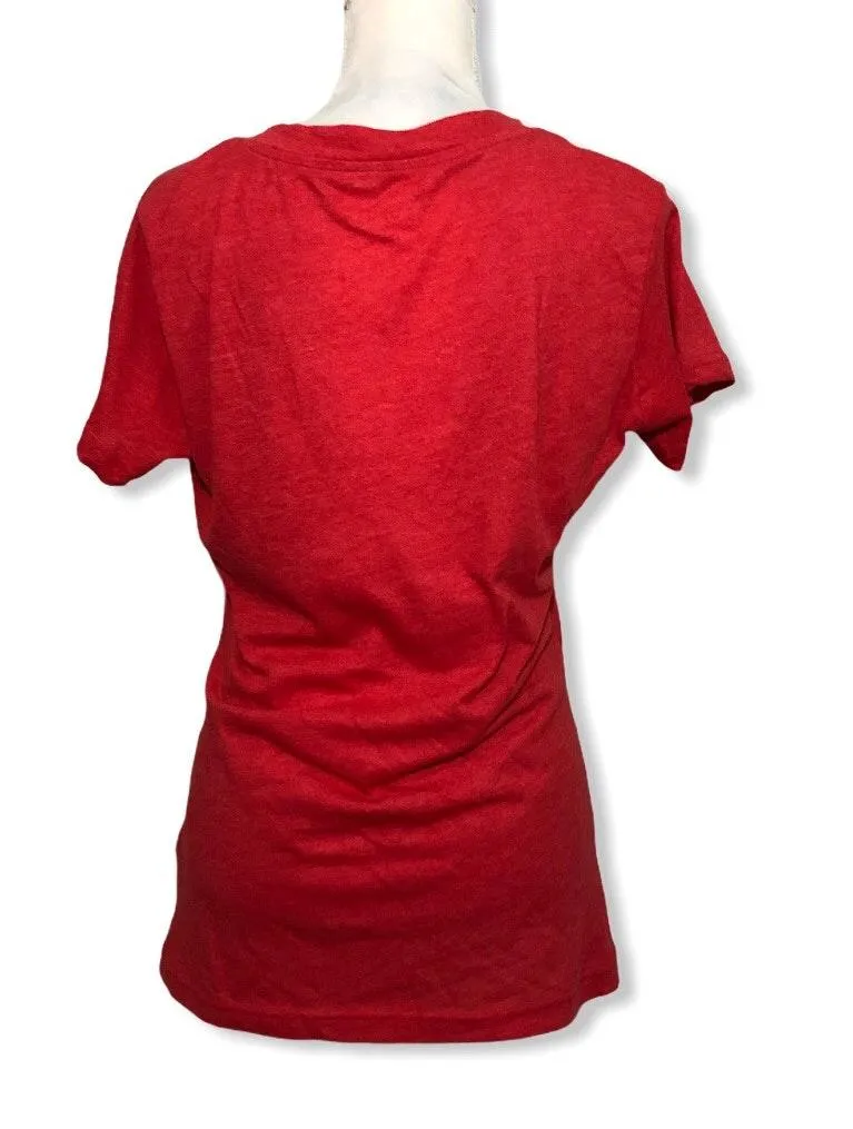 NWOT University of Kansas Jayhawks Red V-Neck Tee T-Shirt Top Size Large - Image 2