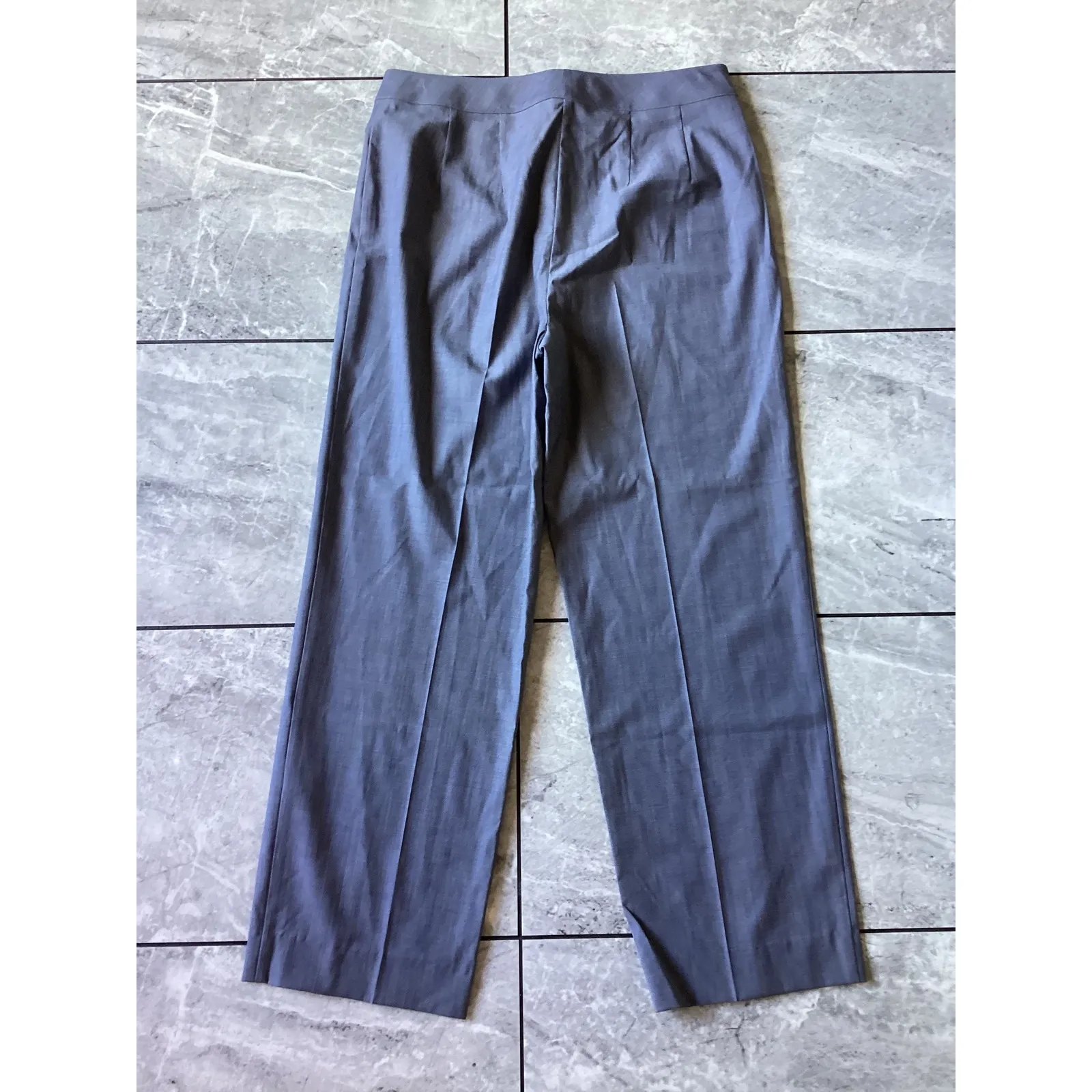 ST JOHN Chambray Wool Blend Dress Pants Size 6 Wide Leg Tailored Business Casual - Image 3