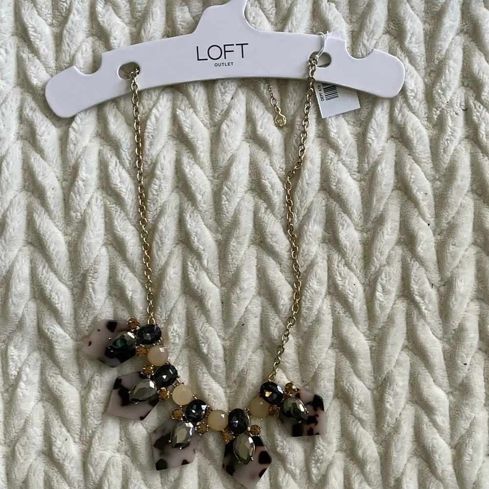 Ann Taylor Loft Art Deco Statement Necklace With Leopard Print And Gemstones - Image 7