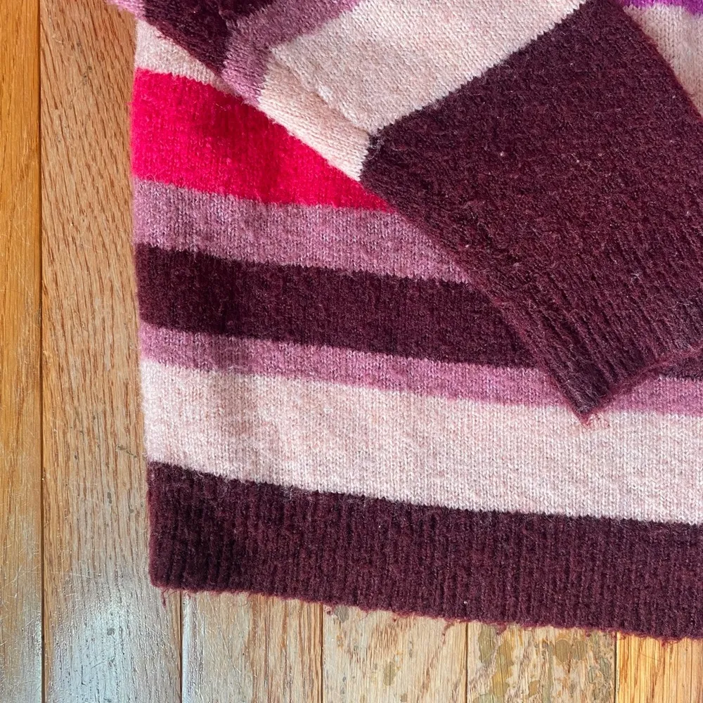 pink melon maroon striped sweater - Image 4