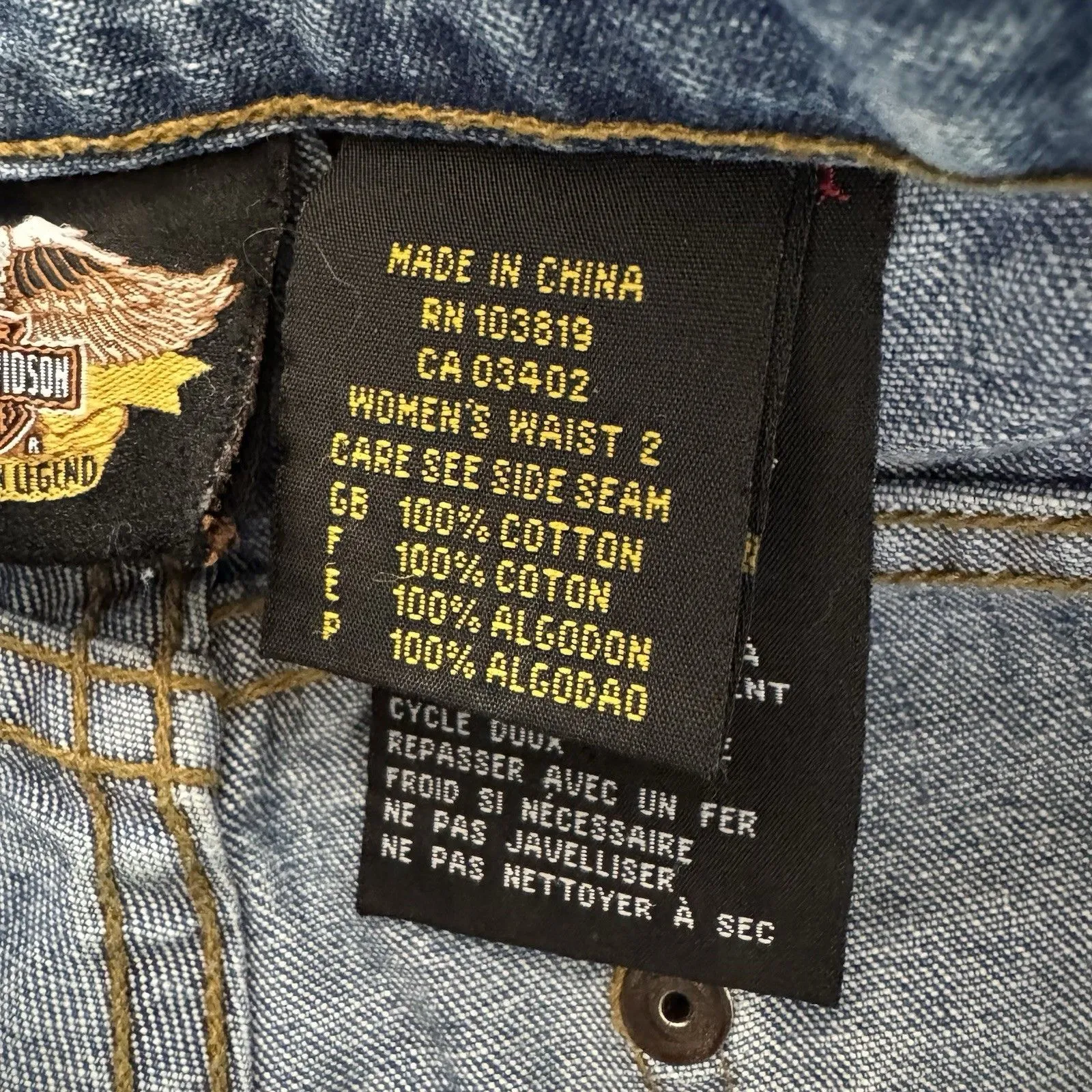 Vtg Y2K Harley Davidson Womens Side Snap Legs Boot Cut Biker Jeans Blue Size 26 - Image 4