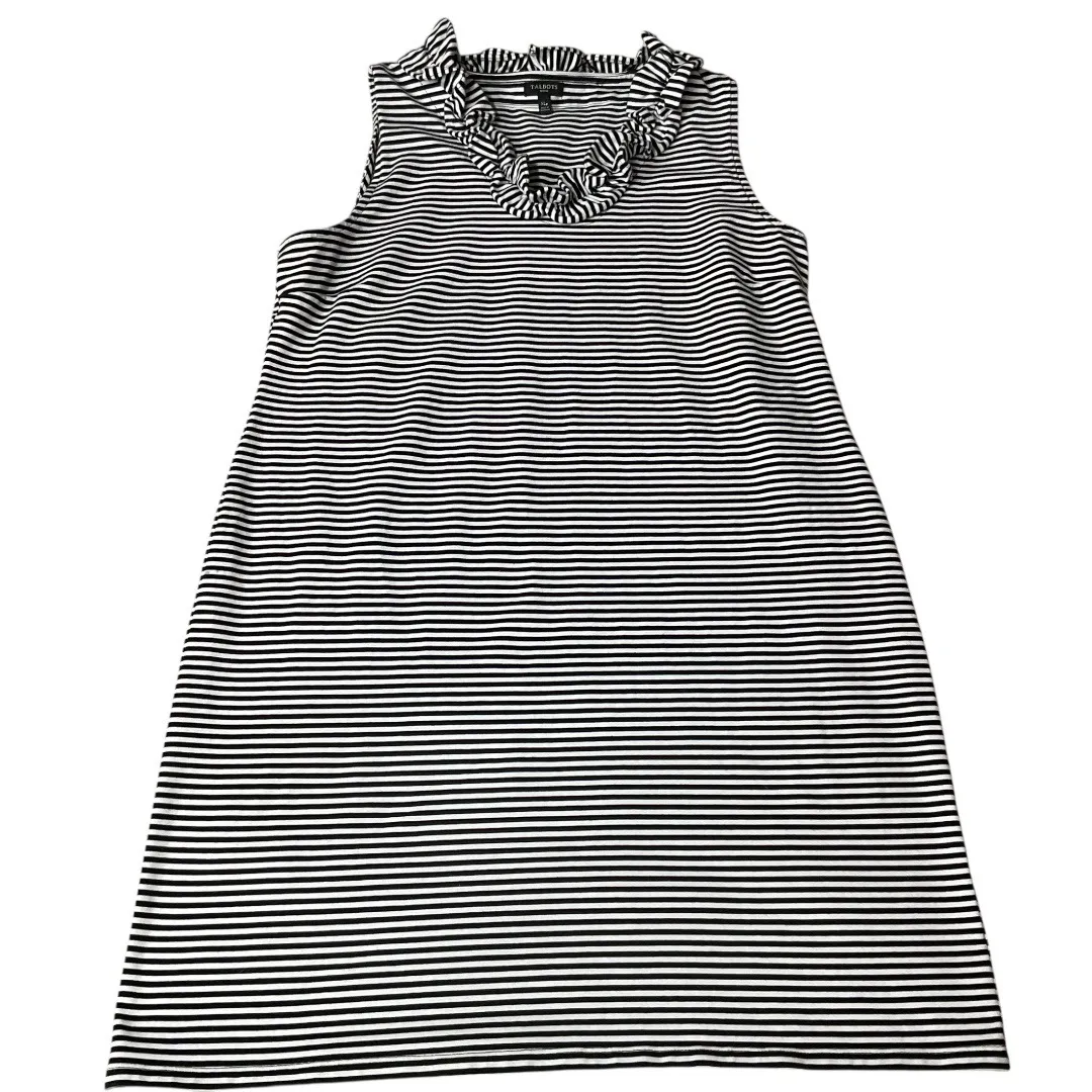 Talbots Striped Ruffle Collar Sleeveless T-Shirt‎ Dress Black White Size XLP - Image 6
