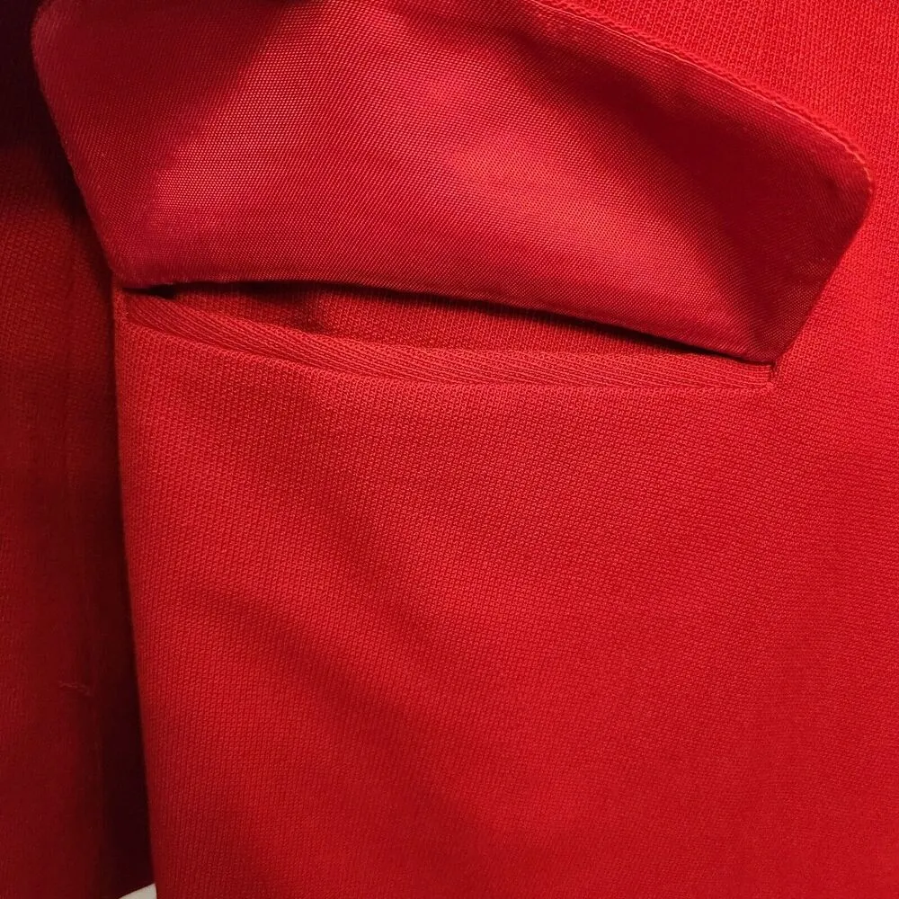 VTG RALPH LAUREN Red Wool Blazer Riding Equestrian Longline 90s Velvet USA Sz 2P - Image 5