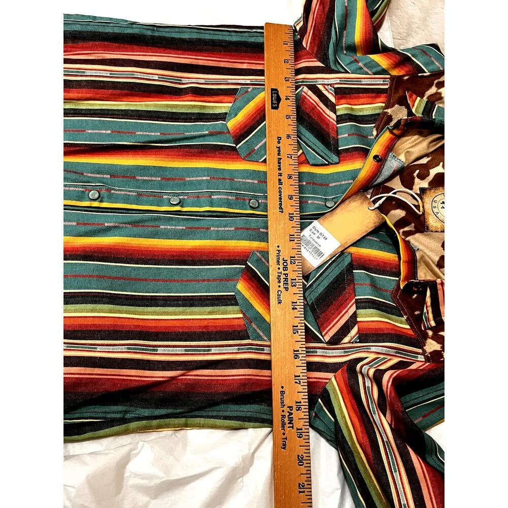 Fashion Express women's shirt size medium pearl snap turquoise cowgirl, western Blue - Image 3