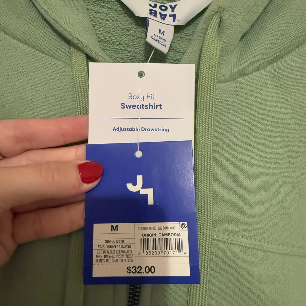 NWT JoyLab Mint Green Hoodie with Drawstring - Image 2