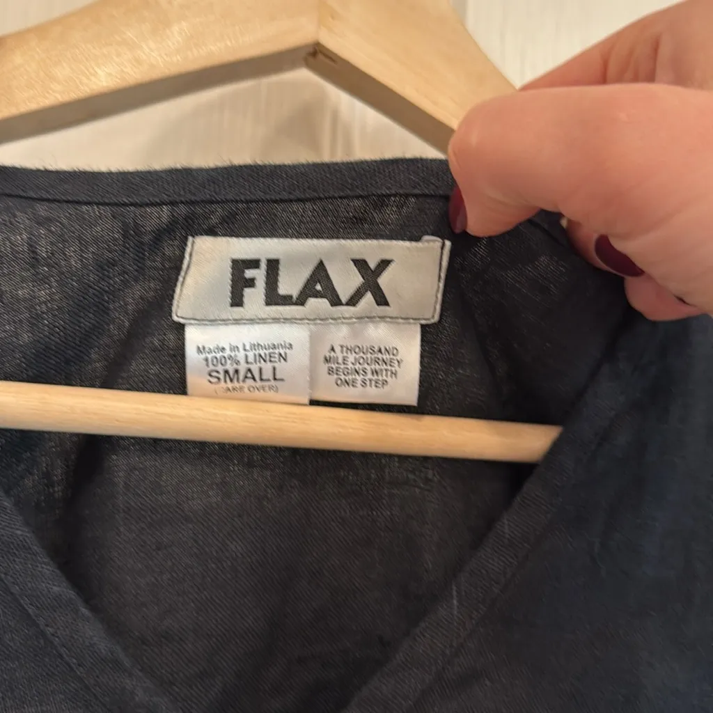 FLAX 100% linen button down tunic blouse - Image 3