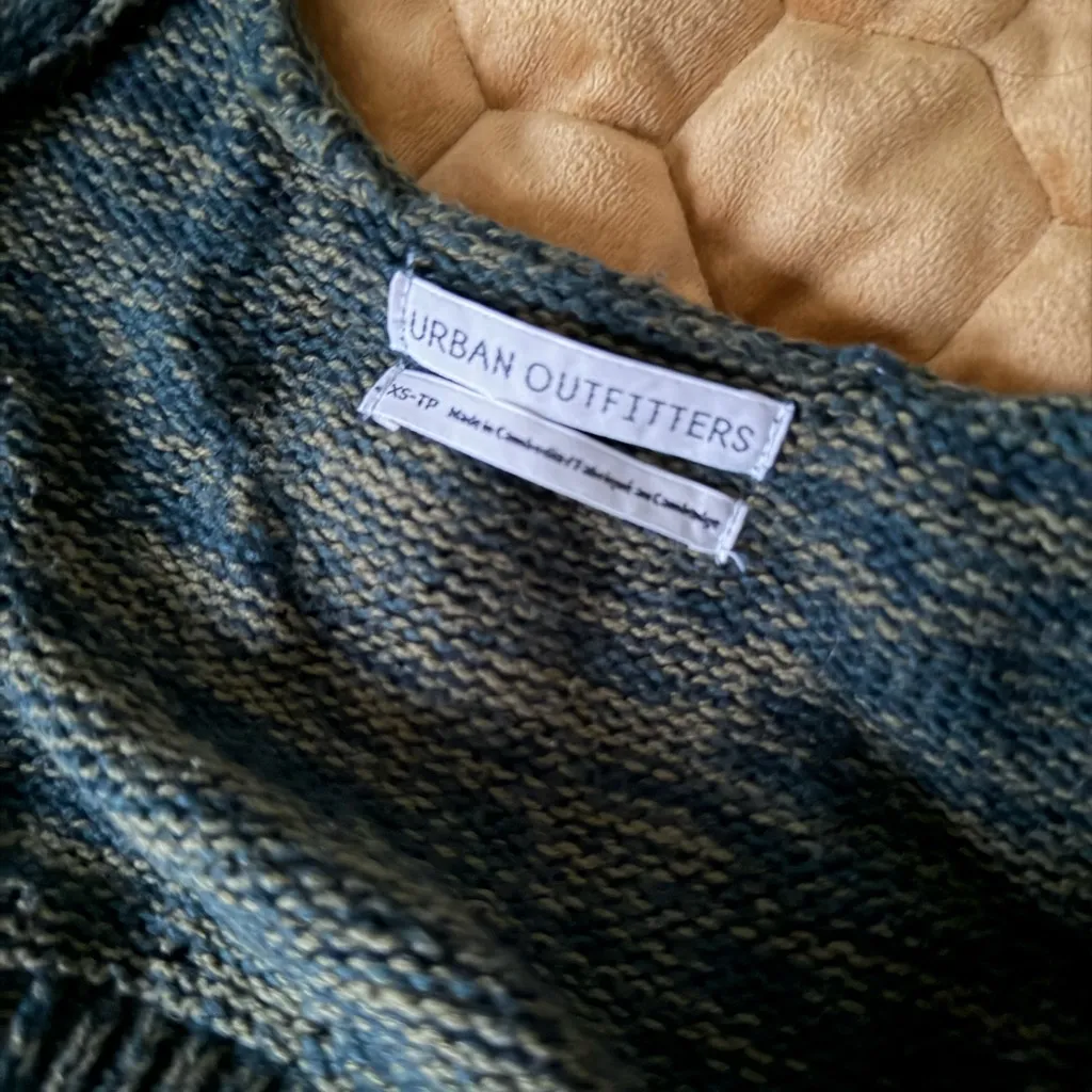 UO urban outfitters Dark Green marled Knit Crop Top sweater ribbed xs - Image 3