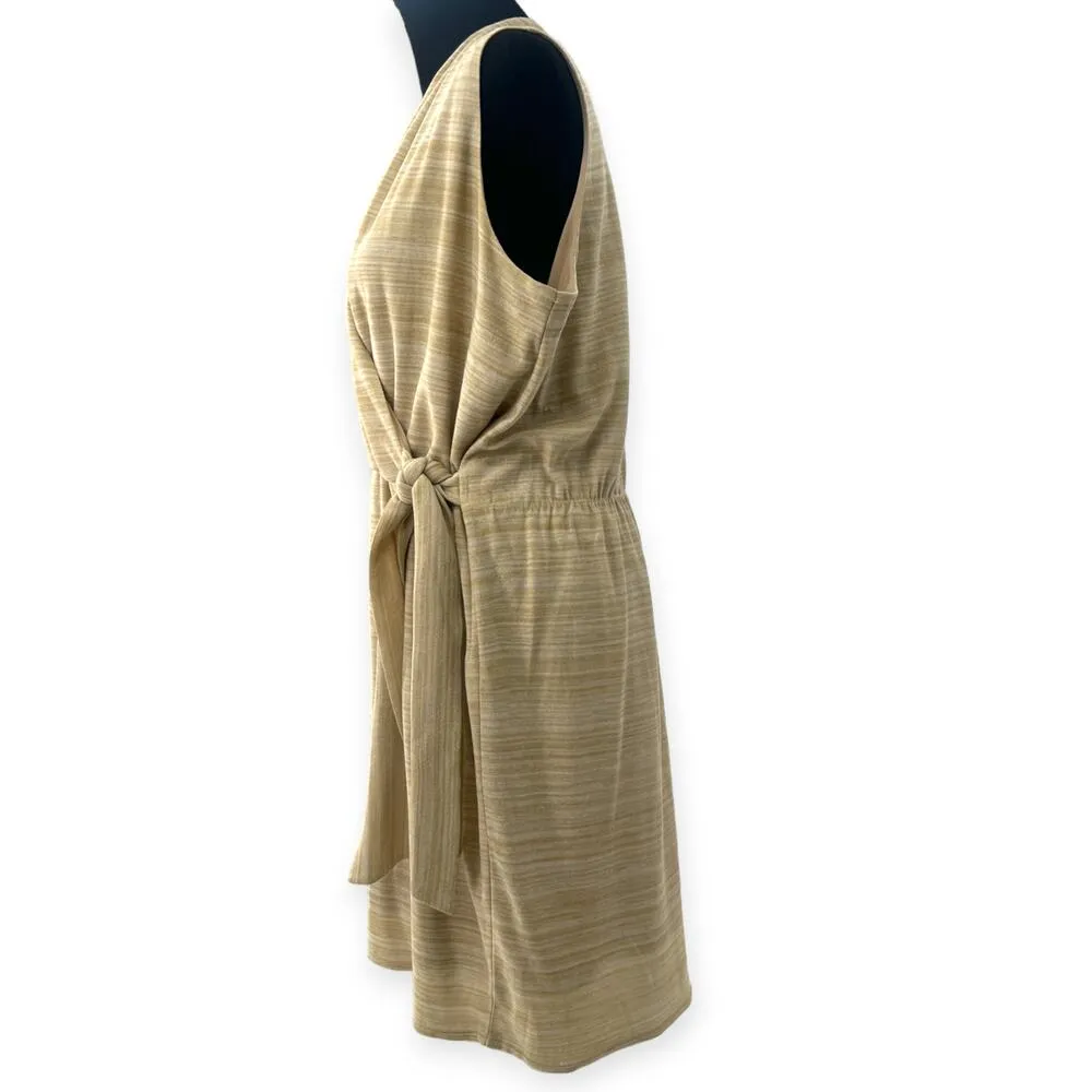 Misook | L | Sandstone Tan Stripe Knit Faux Wrap Sleeveless Dress EMA07504 - Image 3