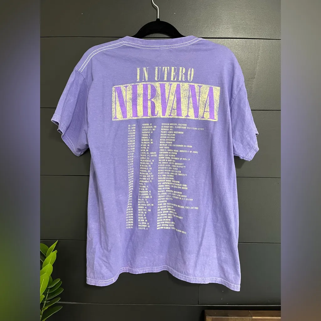 NIRVANA Live ‘93 In Utero Purple Music Band Tee Unisex Concert Merch Sz L EUC - Image 2