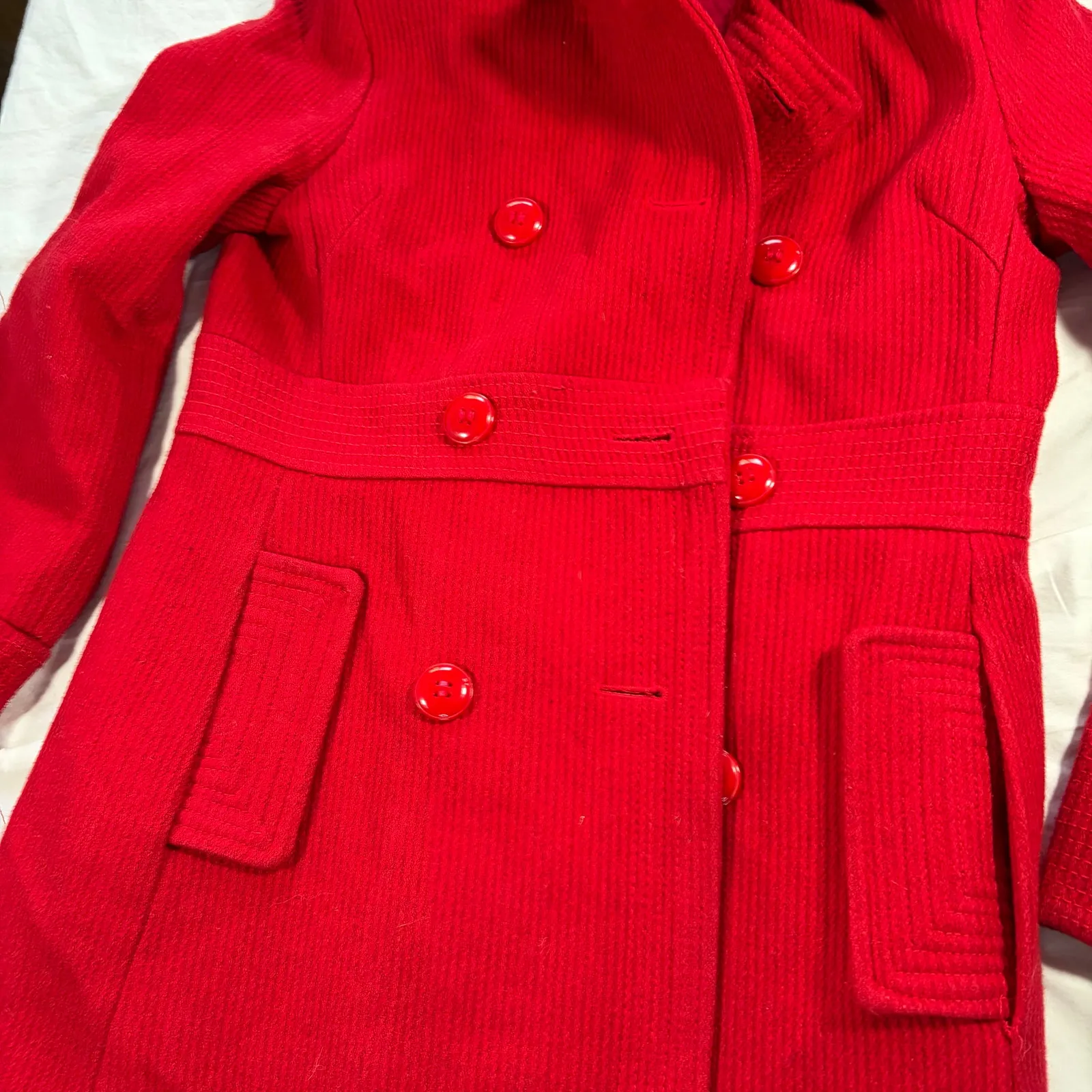 Bitten Sarah Jessica Parker SJP women’s double breast red pea coat. Size M wool Size M - Image 6
