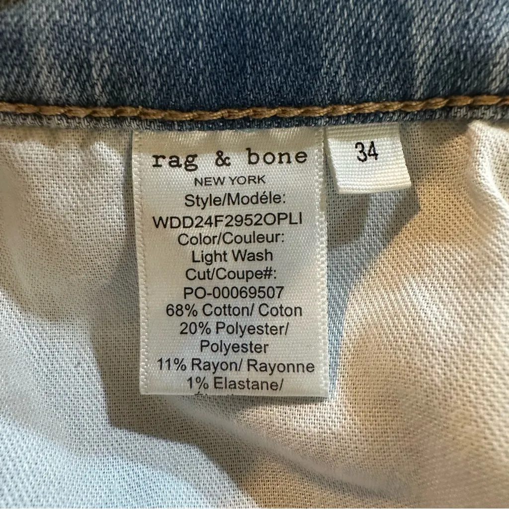 rag & bone Women's Serena High Rise Wide Leg Raw Hem Denim Jeans Size 34 - Image 12