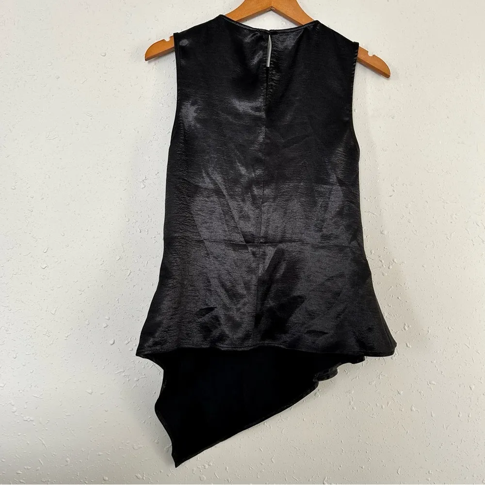 Express Black Shimmery Sleeveless Asymmetrical Blouse Small Shiny - Image 4