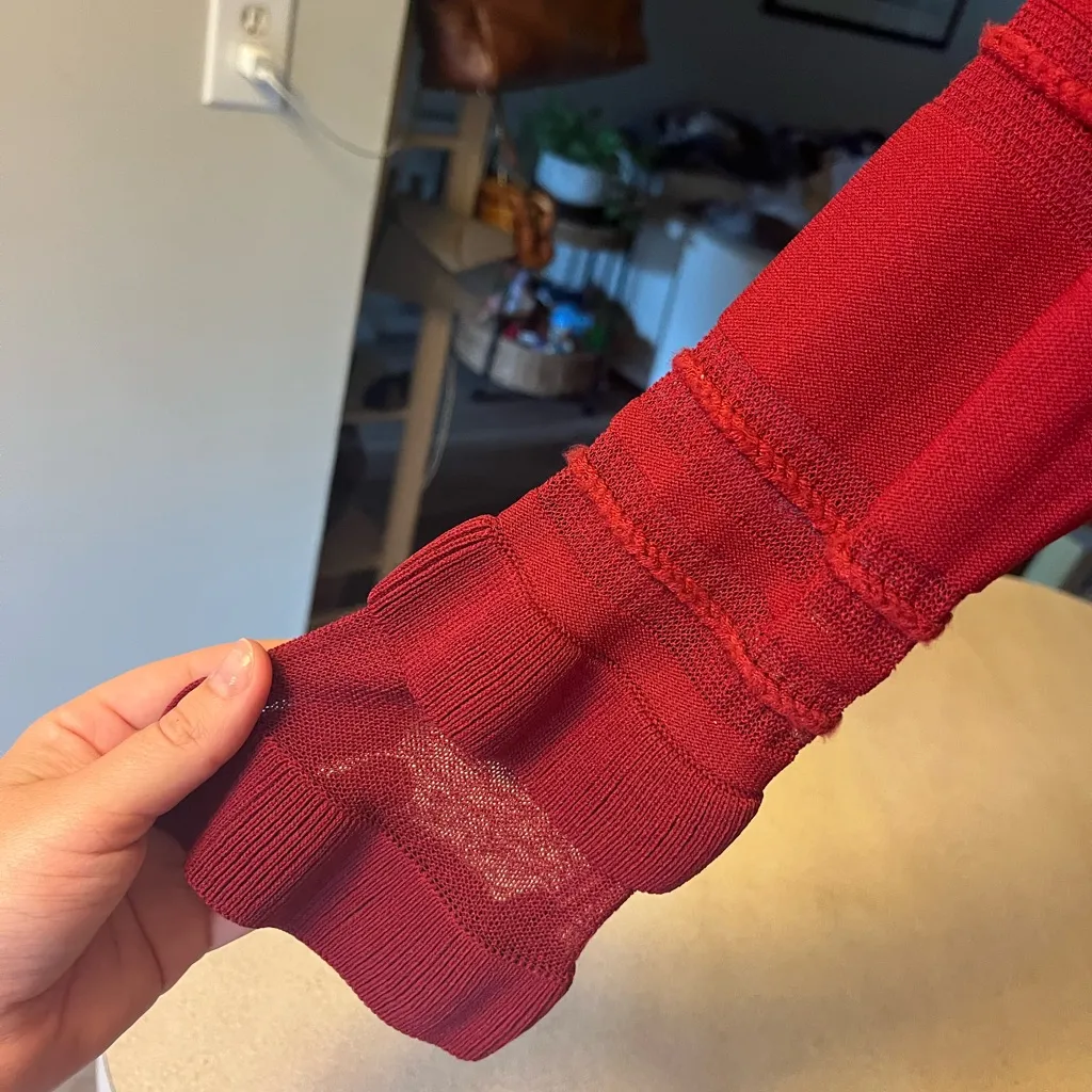 NWT FOR LOVE AND LEMONS KNITZ RED LONG SLEEVED DRESS - Image 3