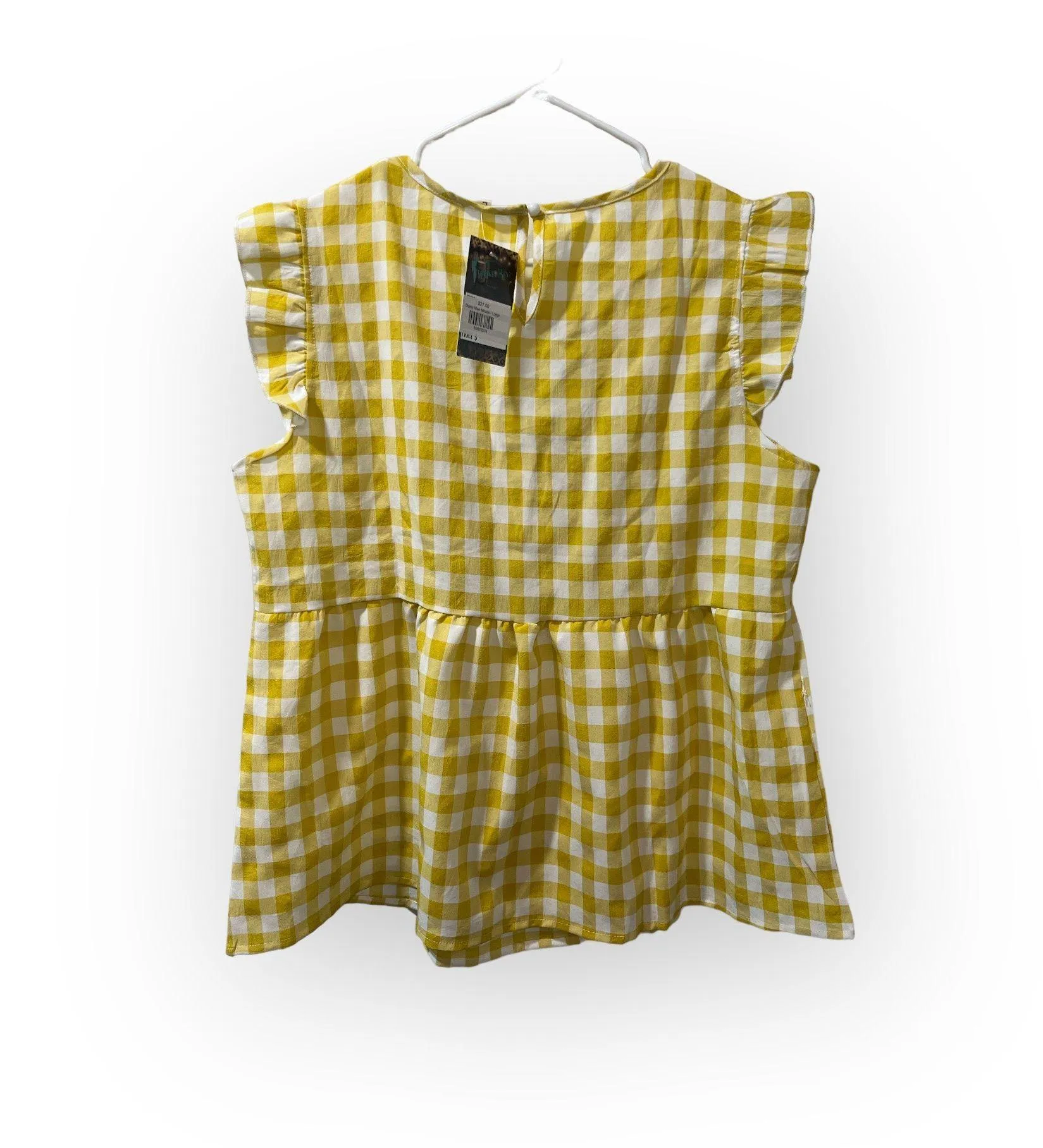 Anna-Kaci blouse yellow-white gingham print - Image 3